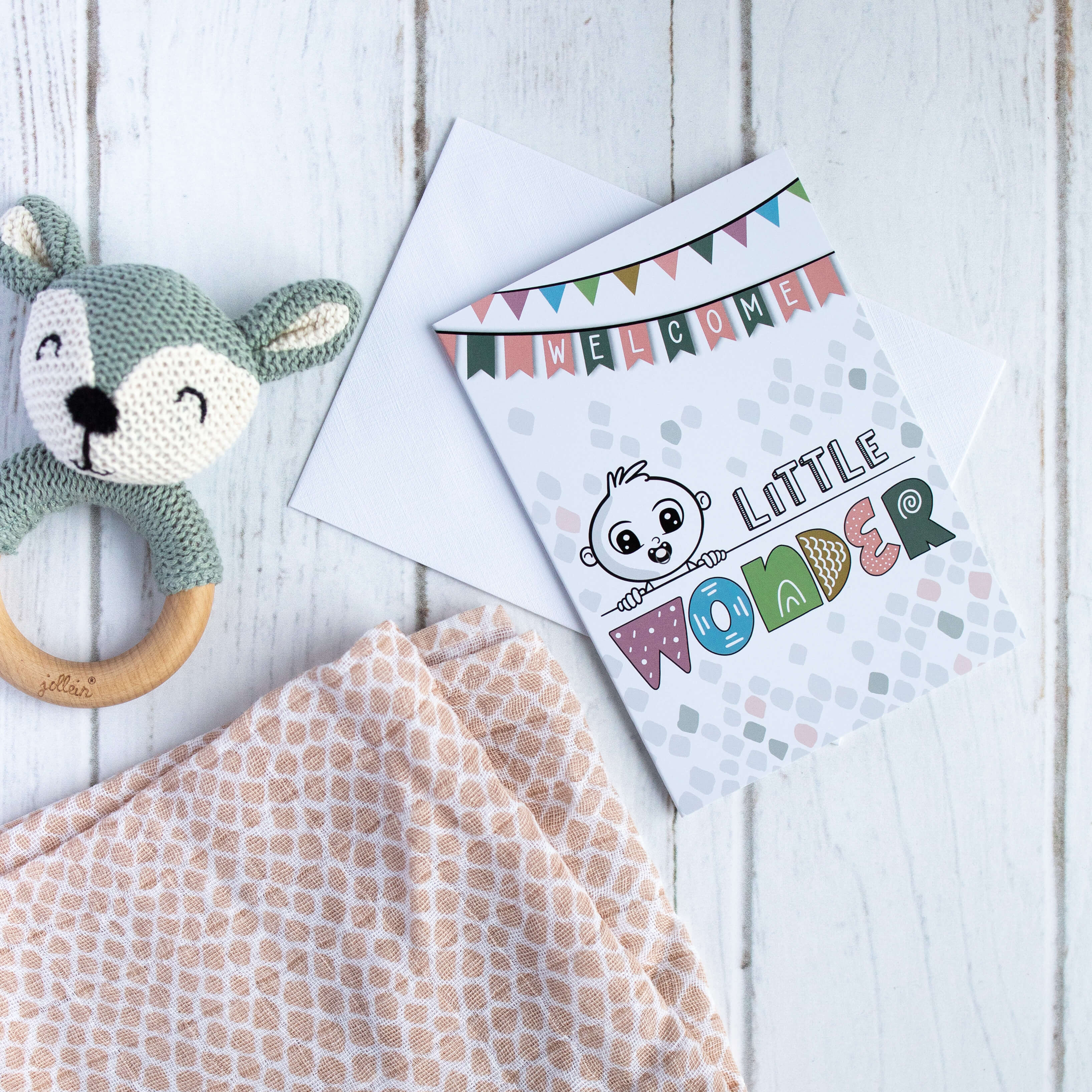 Glanzeffekt Glückwunschkarte zur Geburt