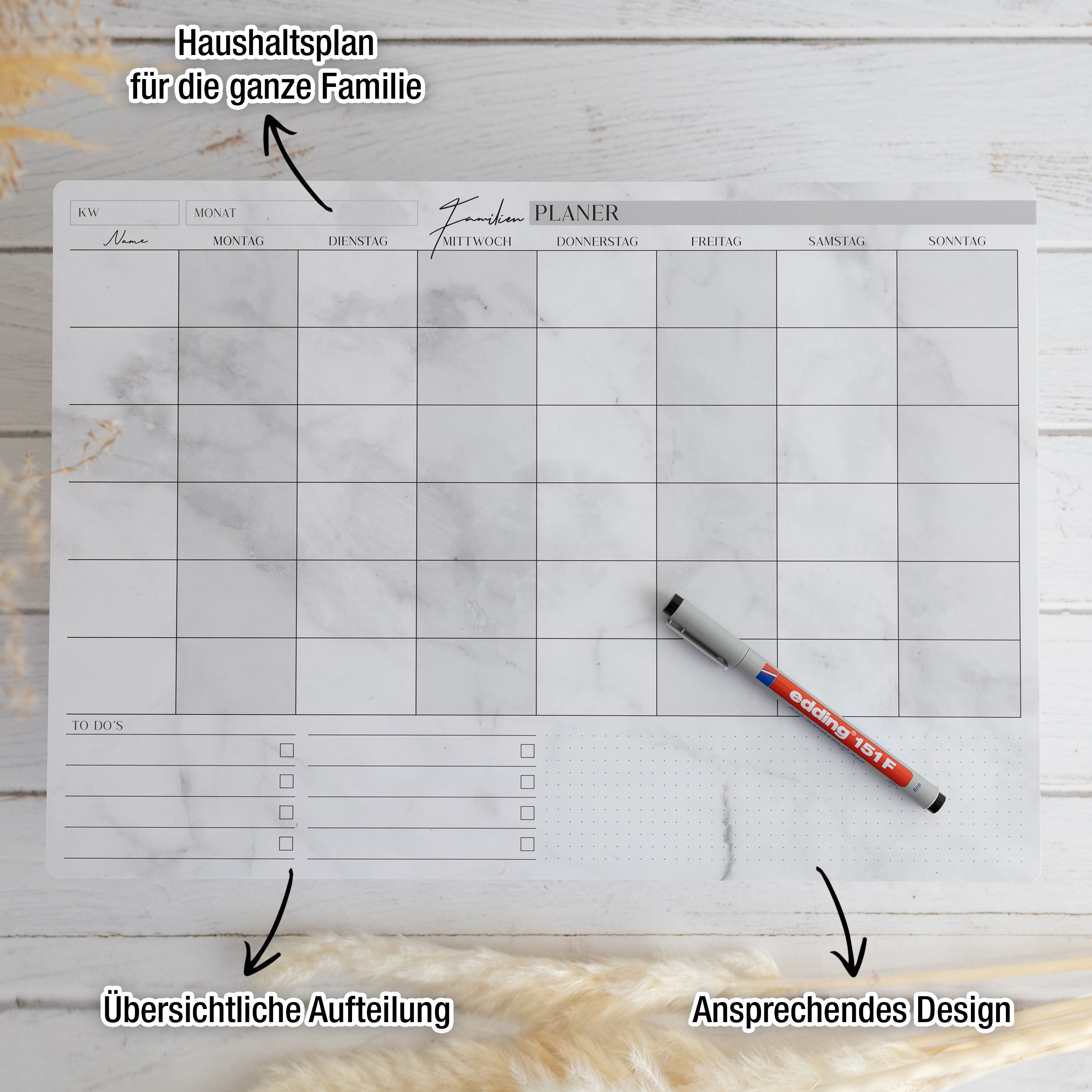 Familienplaner A3 abwischbar