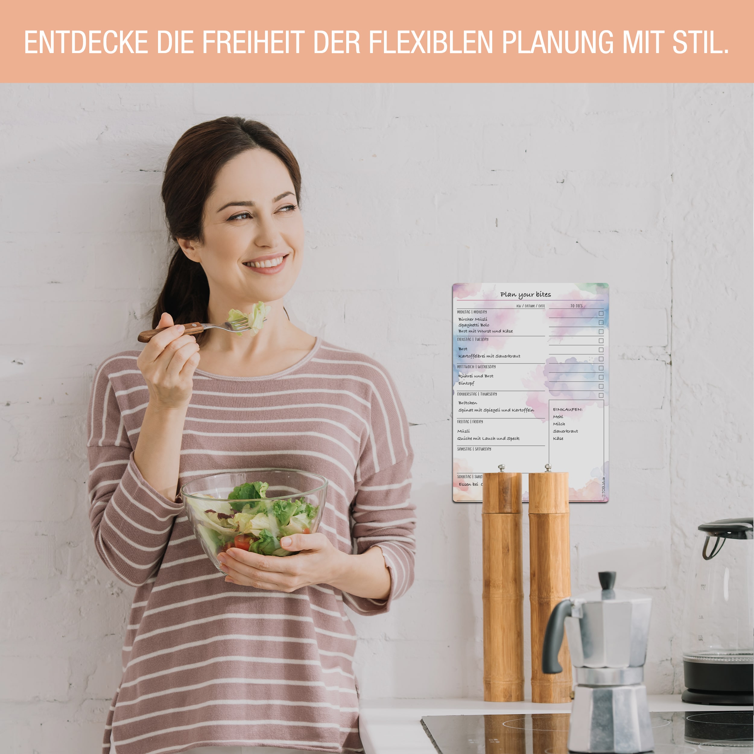 Aquarell Essensplaner - klebt überall, nass abwischbar!