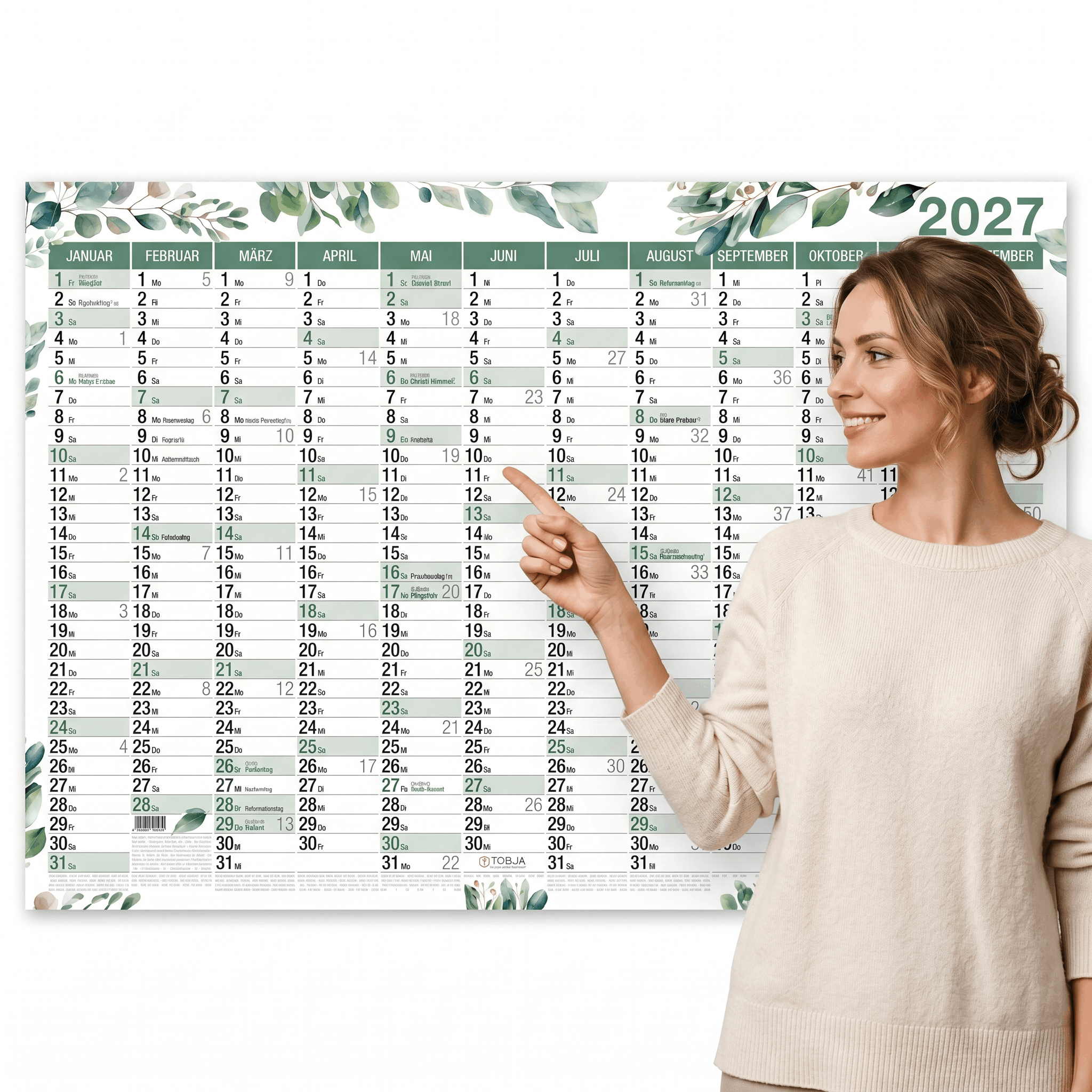 Wandkalender 2027 A1 Eukalyptus