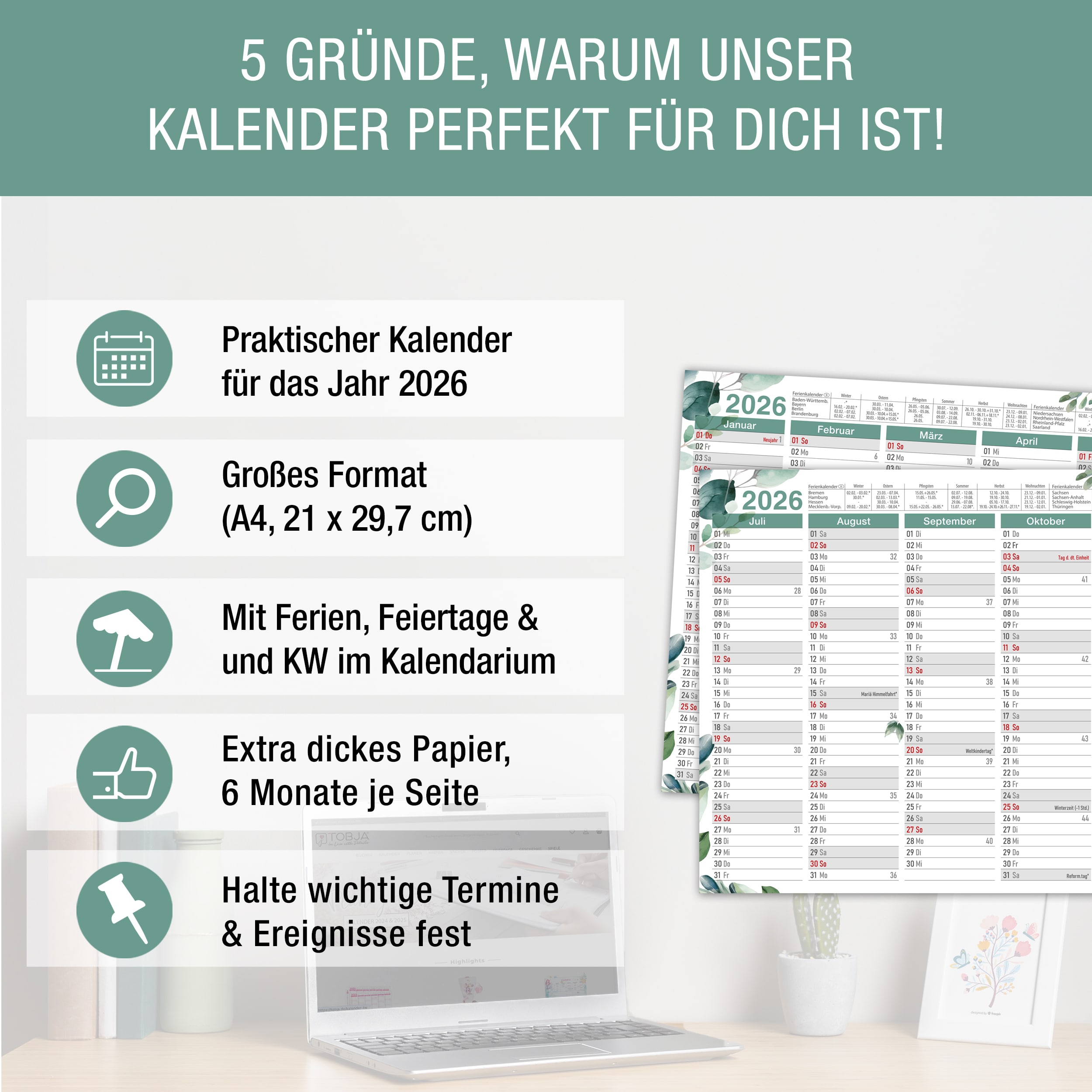 Tafelkalender 2026 "Eukalyptus"