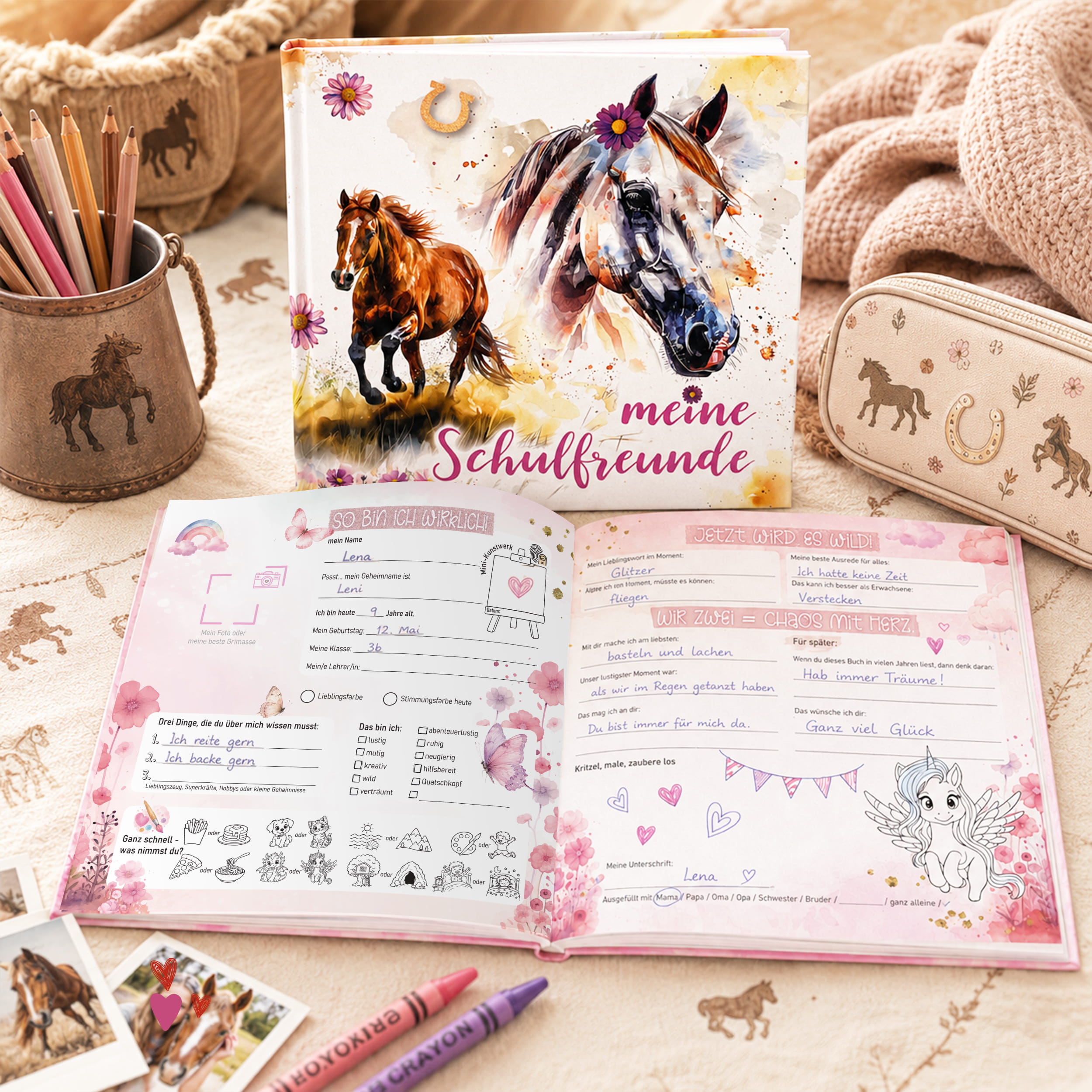 Freundebuch Grundschule Pferde – 21 x 21 cm Hardcover