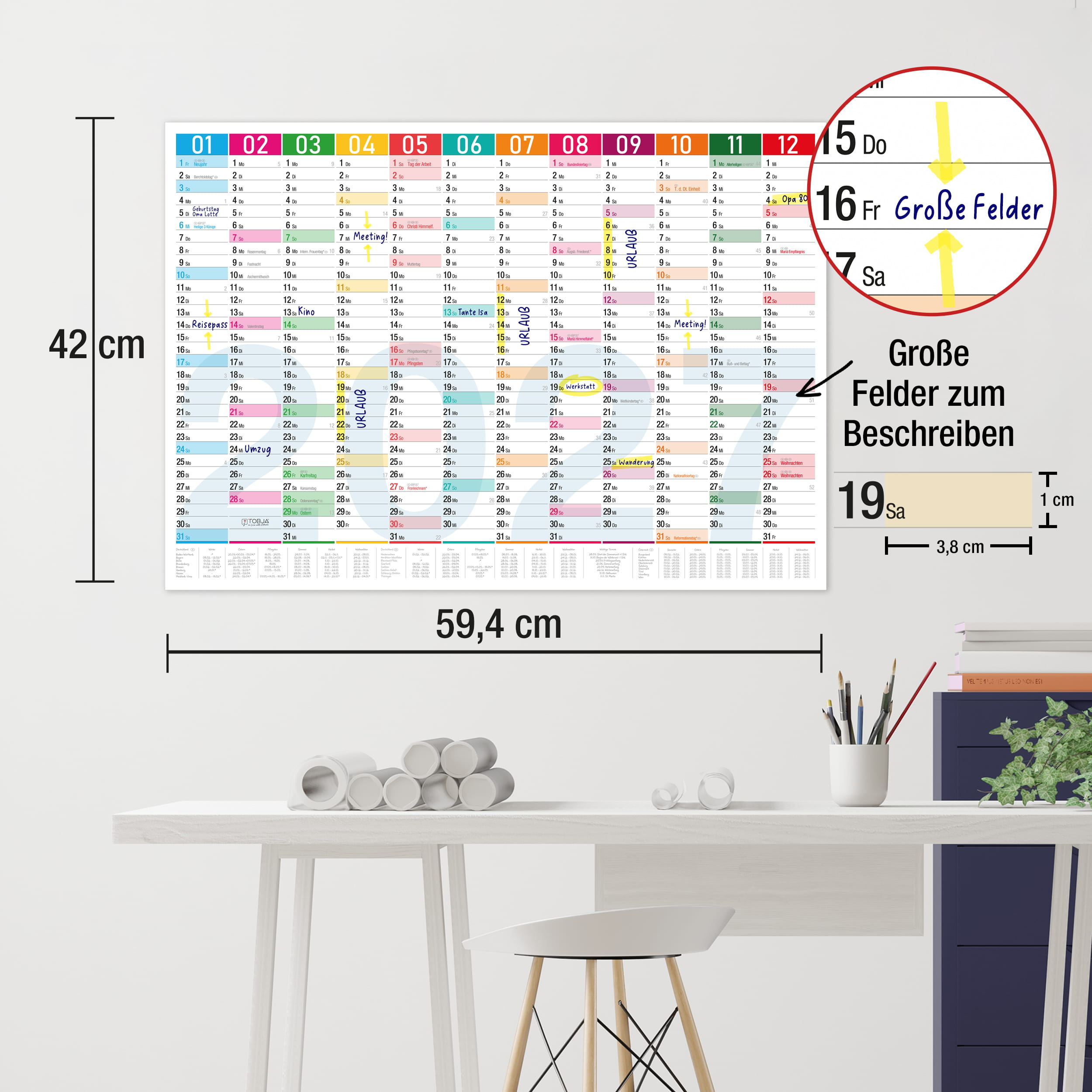 Wandkalender 2027 A2 Color Blocks