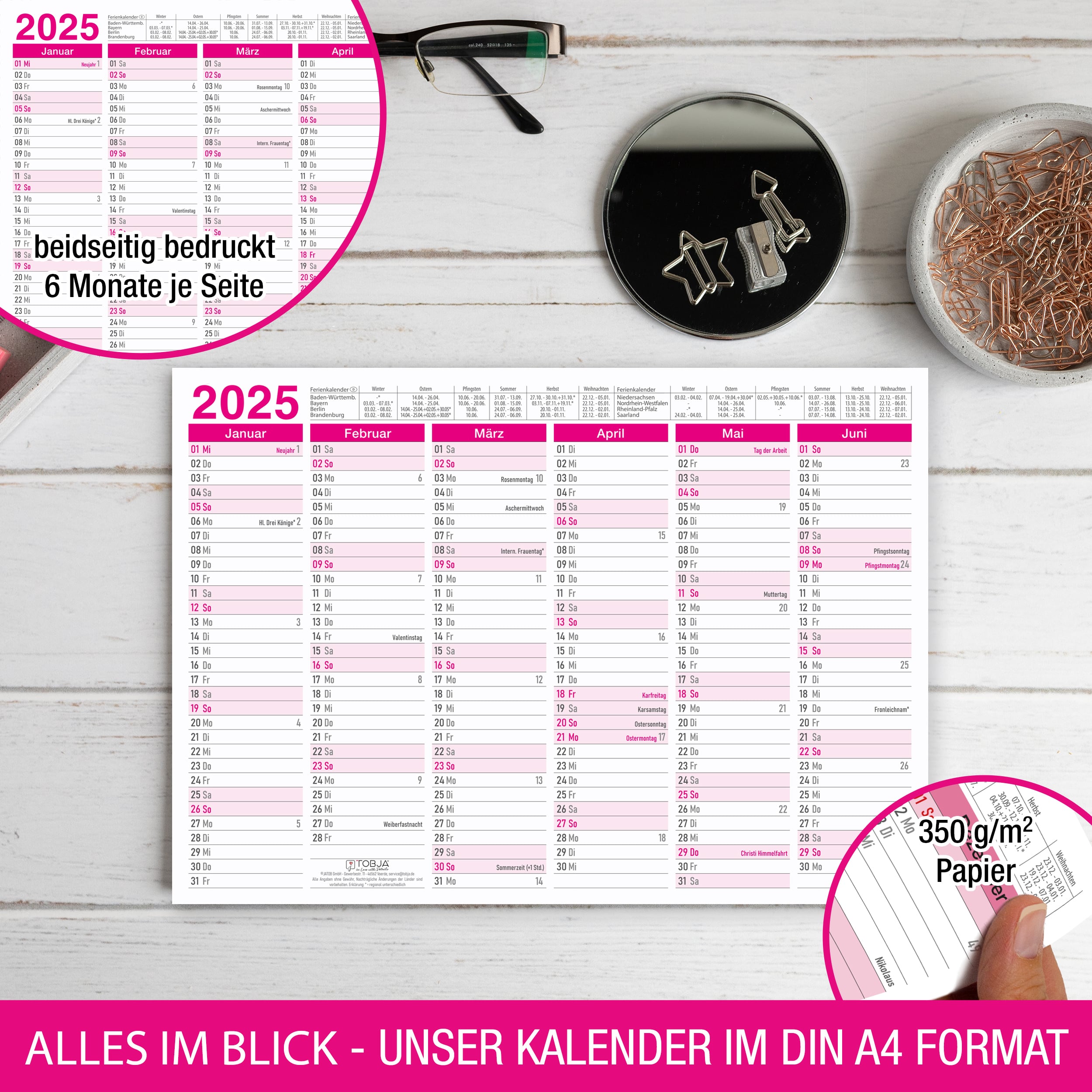 Tafelkalender 2025 "pink"