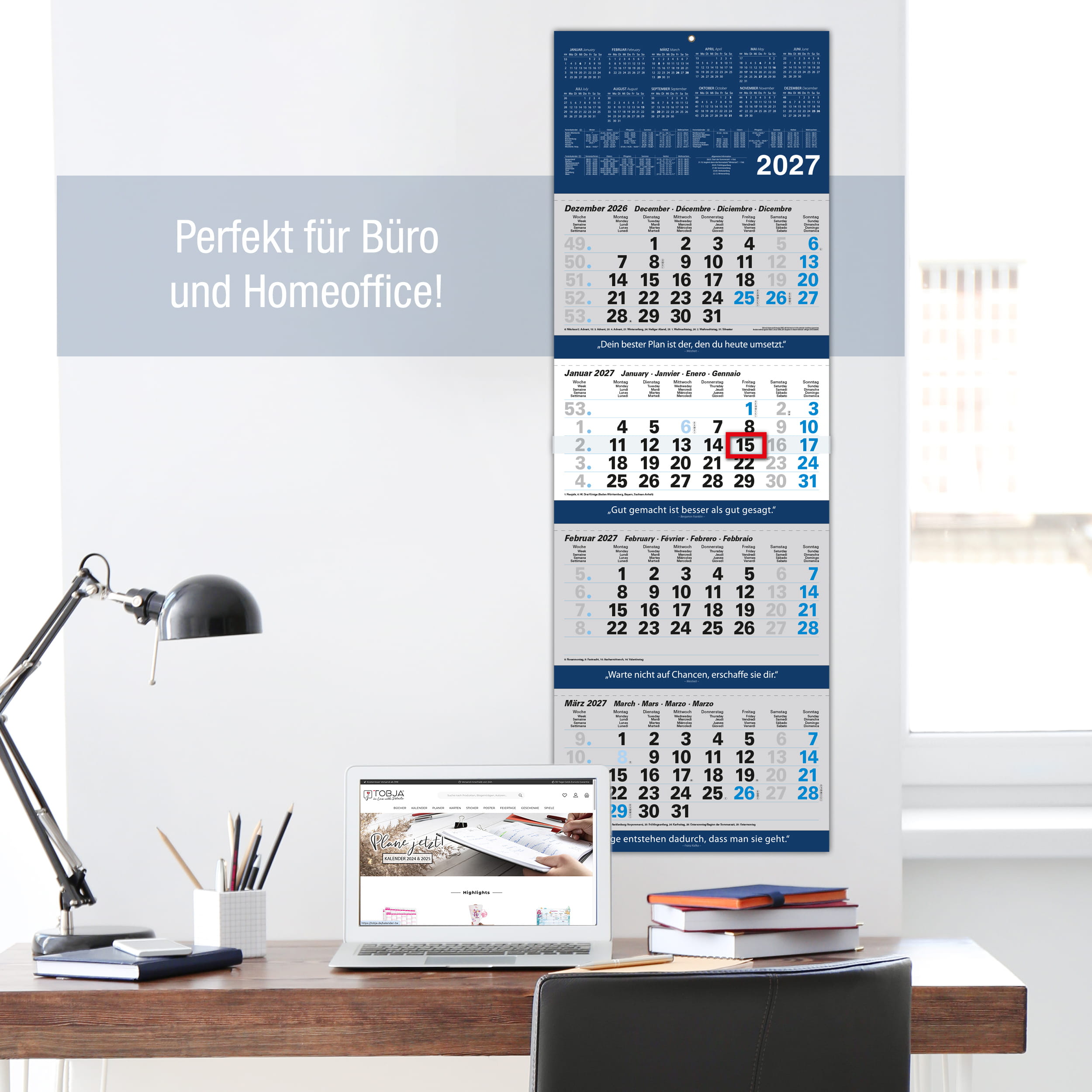 4-Monatskalender 2027 „Office Blau"