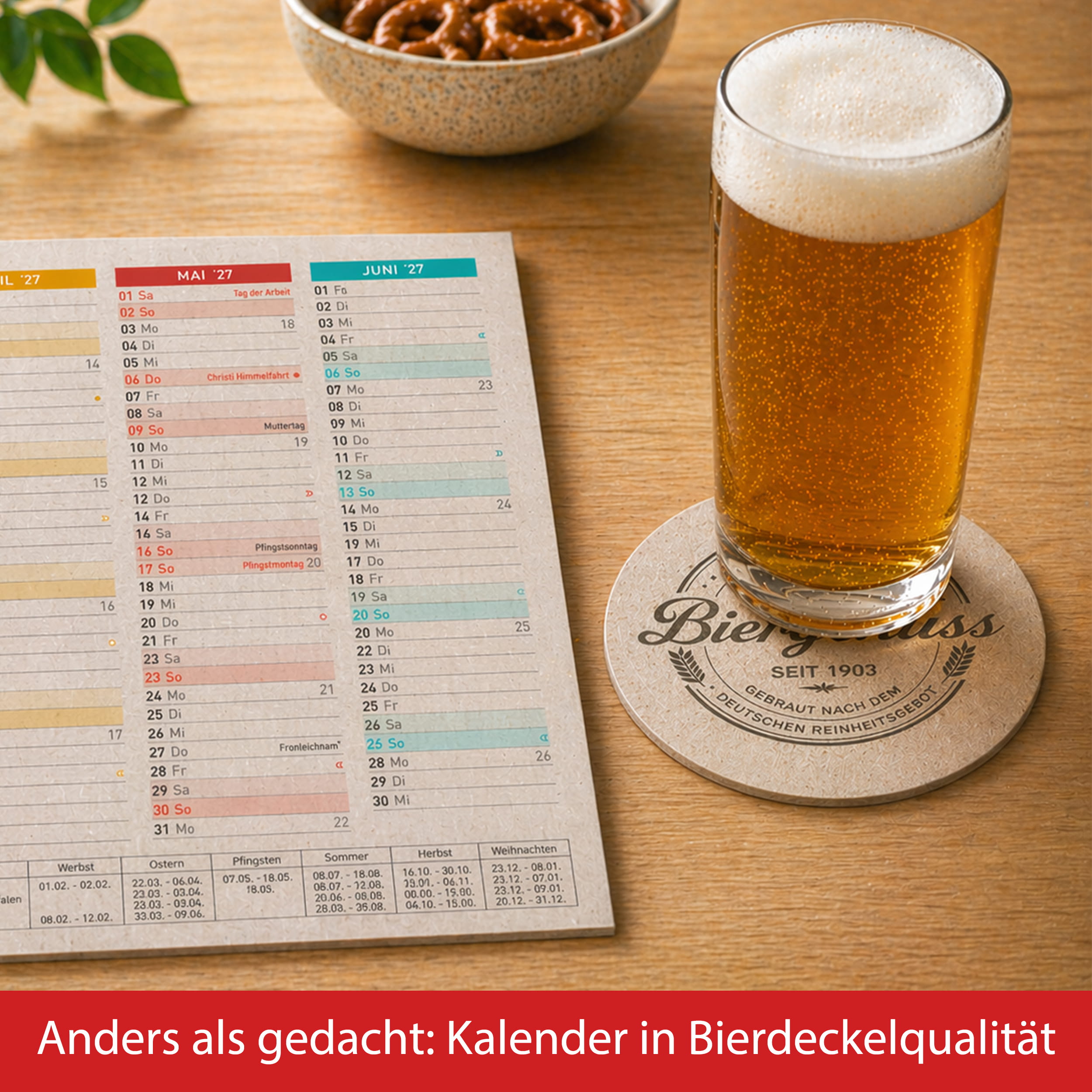 Tafelkalender 2027 BigOne Bierdeckel A4