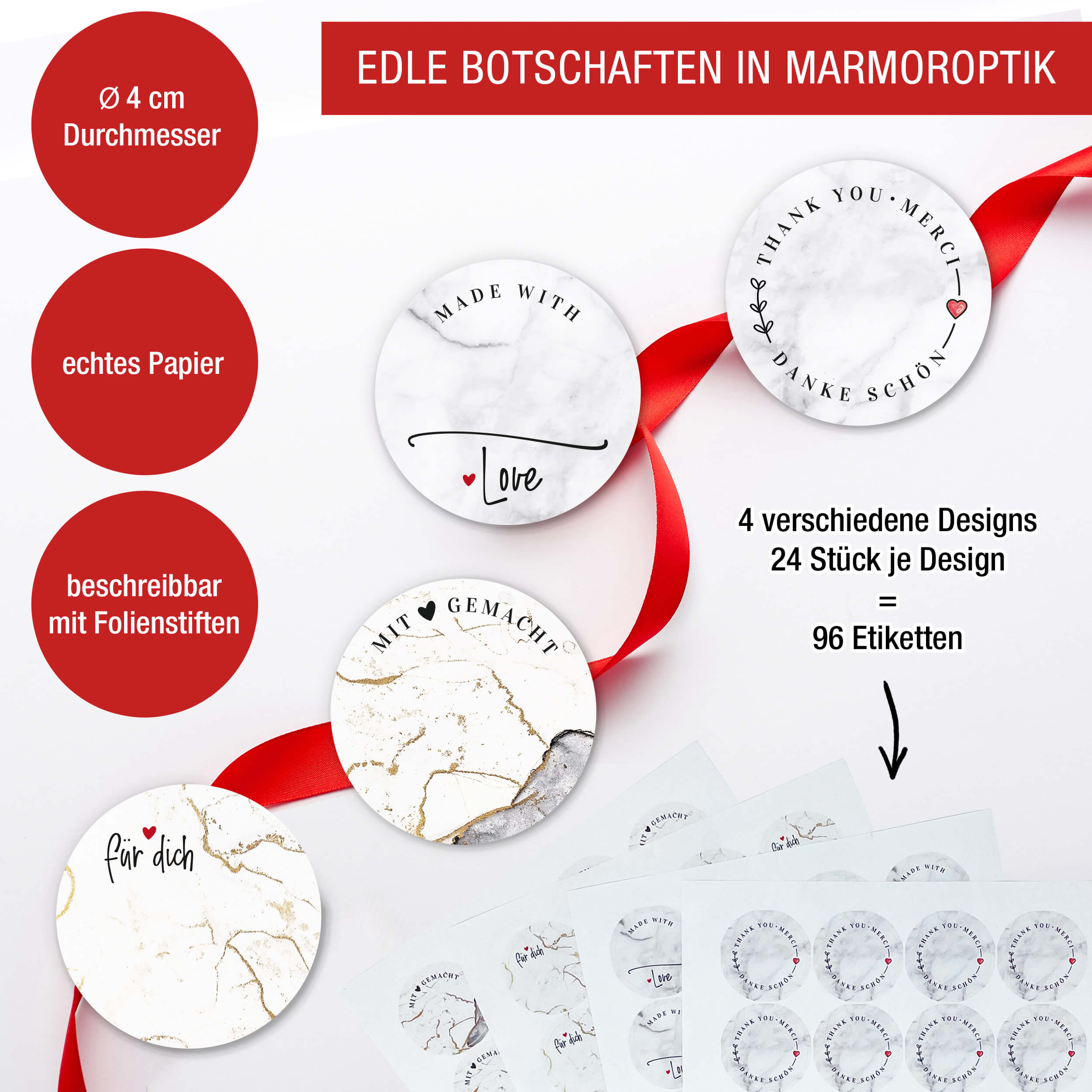 Sticker 4er-Set Bögen "Marmor Design" Sticker 4er-Set Bögen "Marmor Design"