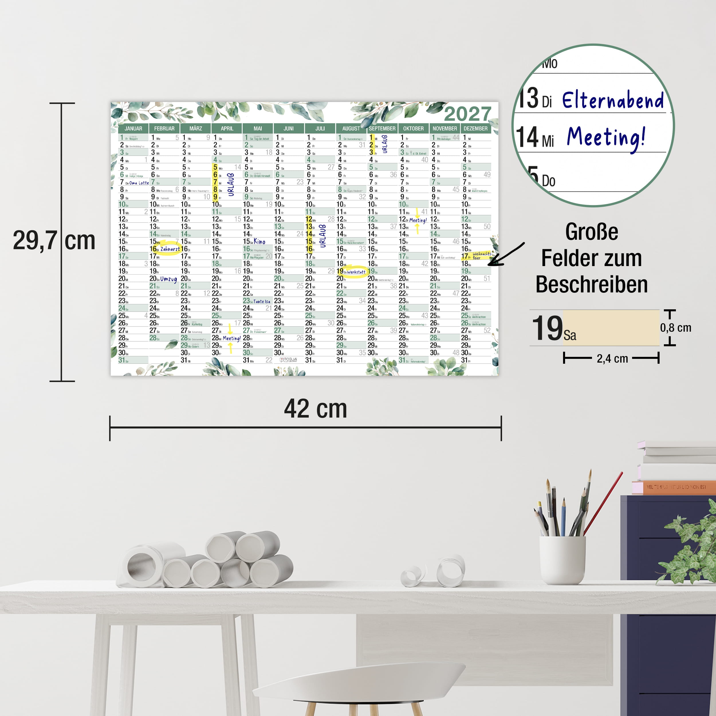 Wandkalender 2027 A3 Color Line