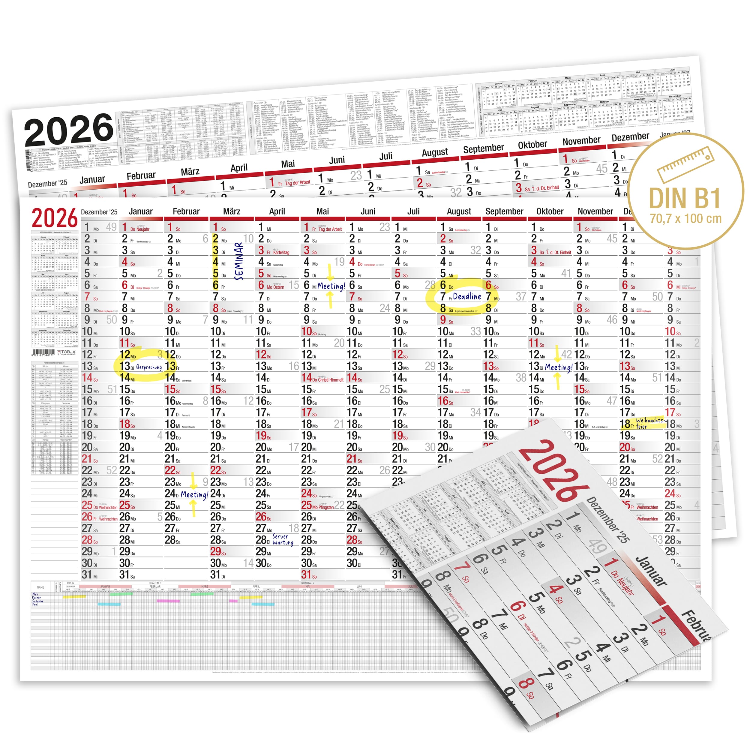 B1 Wandkalender 2026 beidseitig B1 Wandkalender 2026 beidseitig