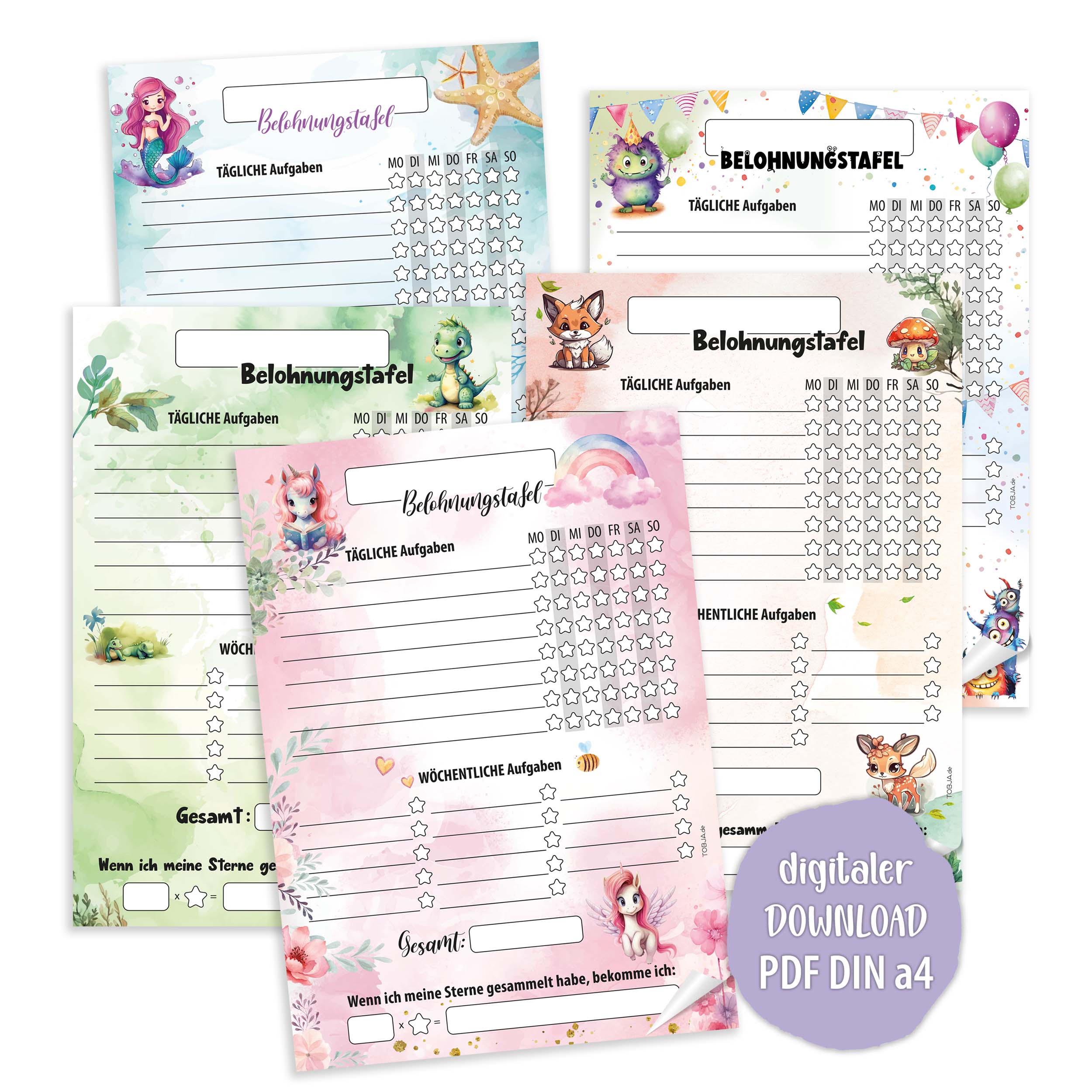 Digitale Belohnungstafel A4 PDF Download