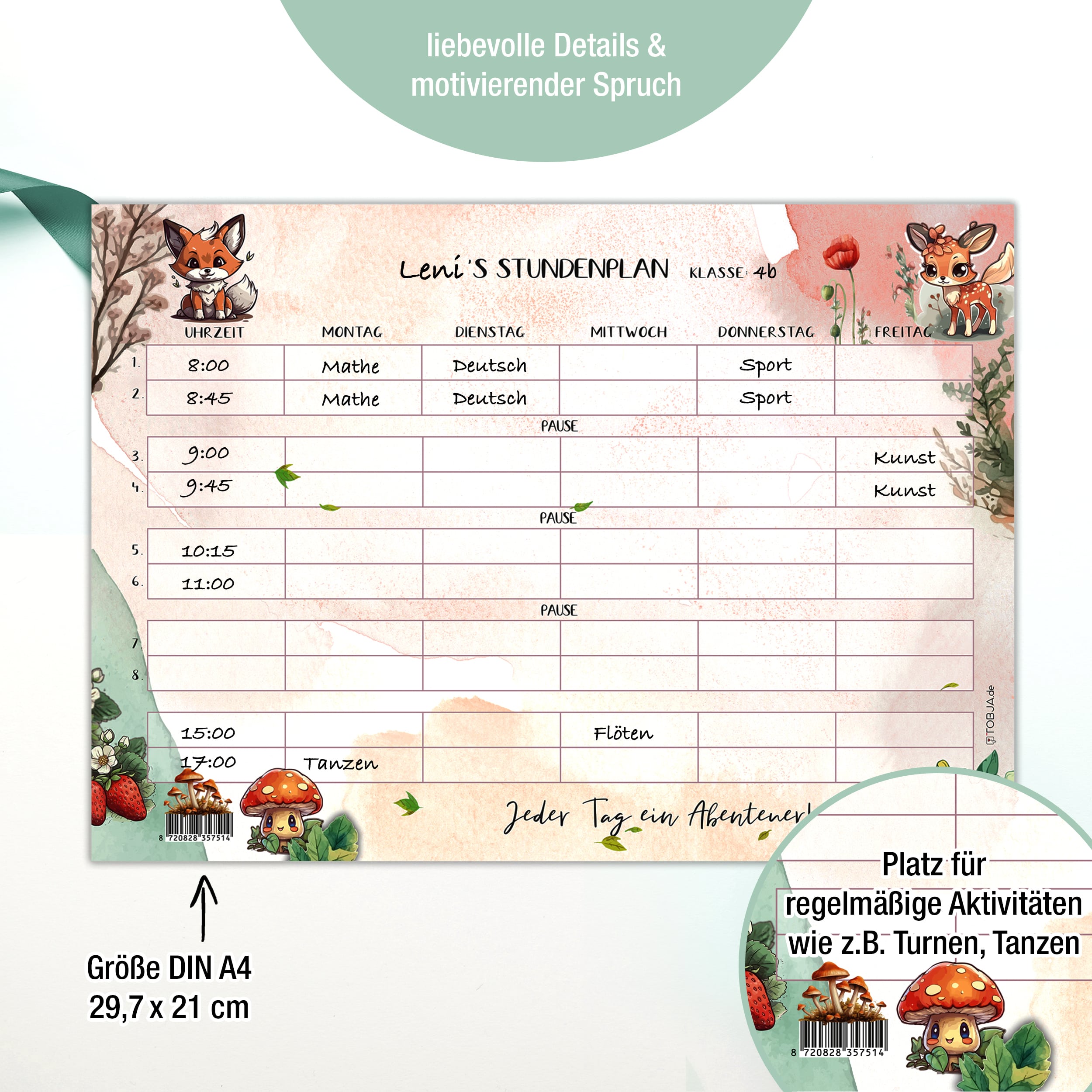 Kinder Stundenplan mit tierischem Spaßgarant! Kinder Stundenplan mit tierischem Spaßgarant!