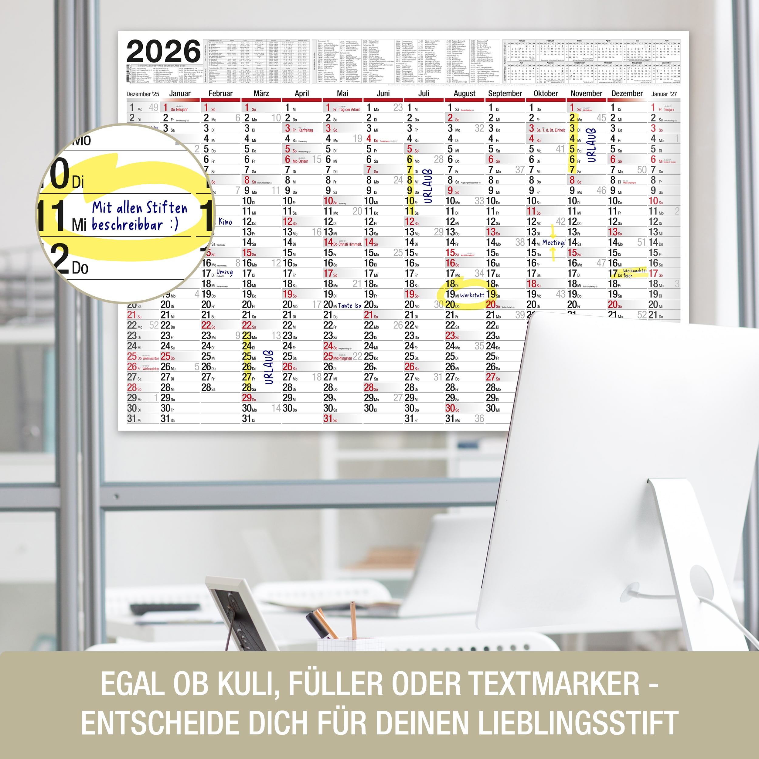 XXL Wandkalender 2026 1x Kalender gerollt XXL Wandkalender 2026 2x Kalender gerollt