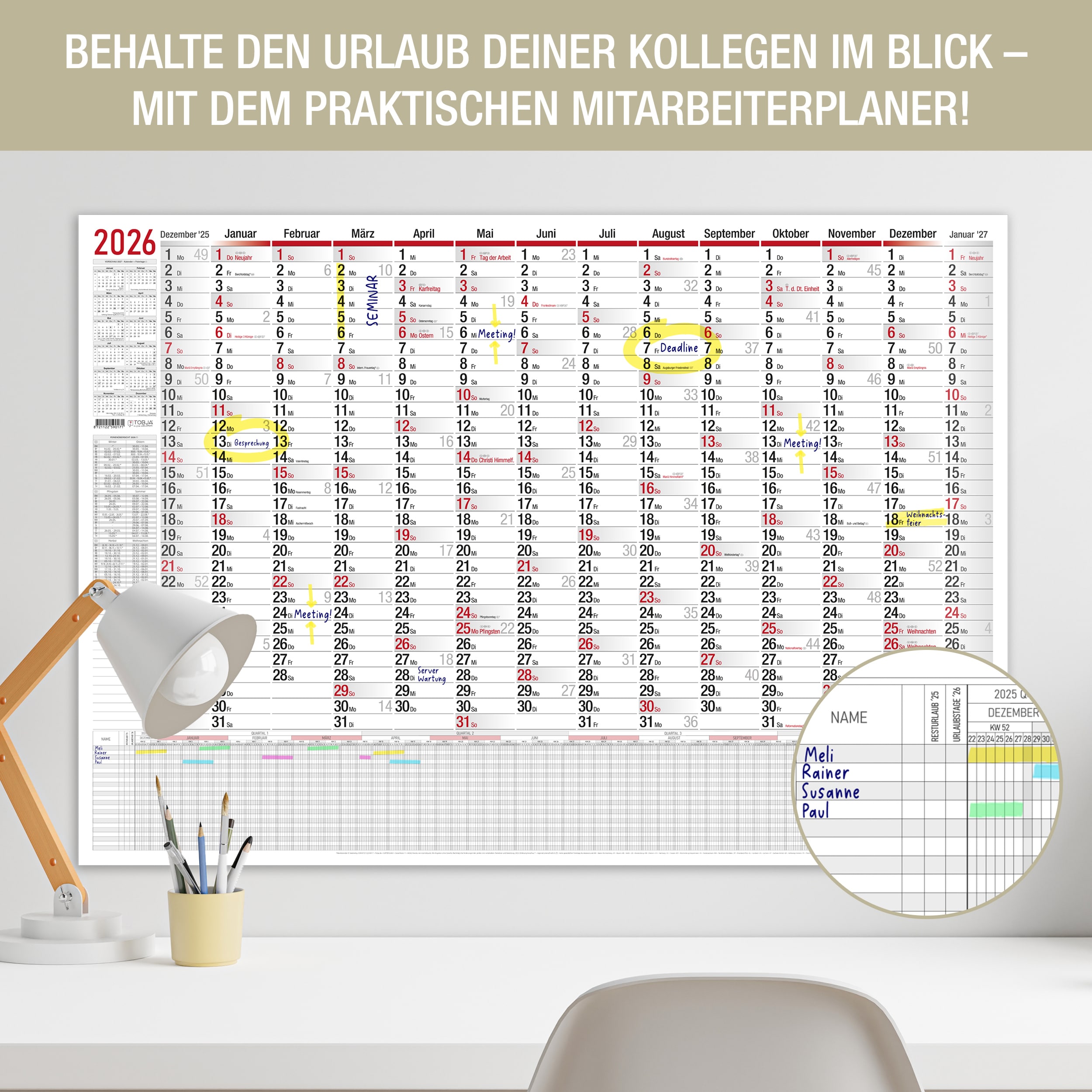 B1 Wandkalender 2026 beidseitig