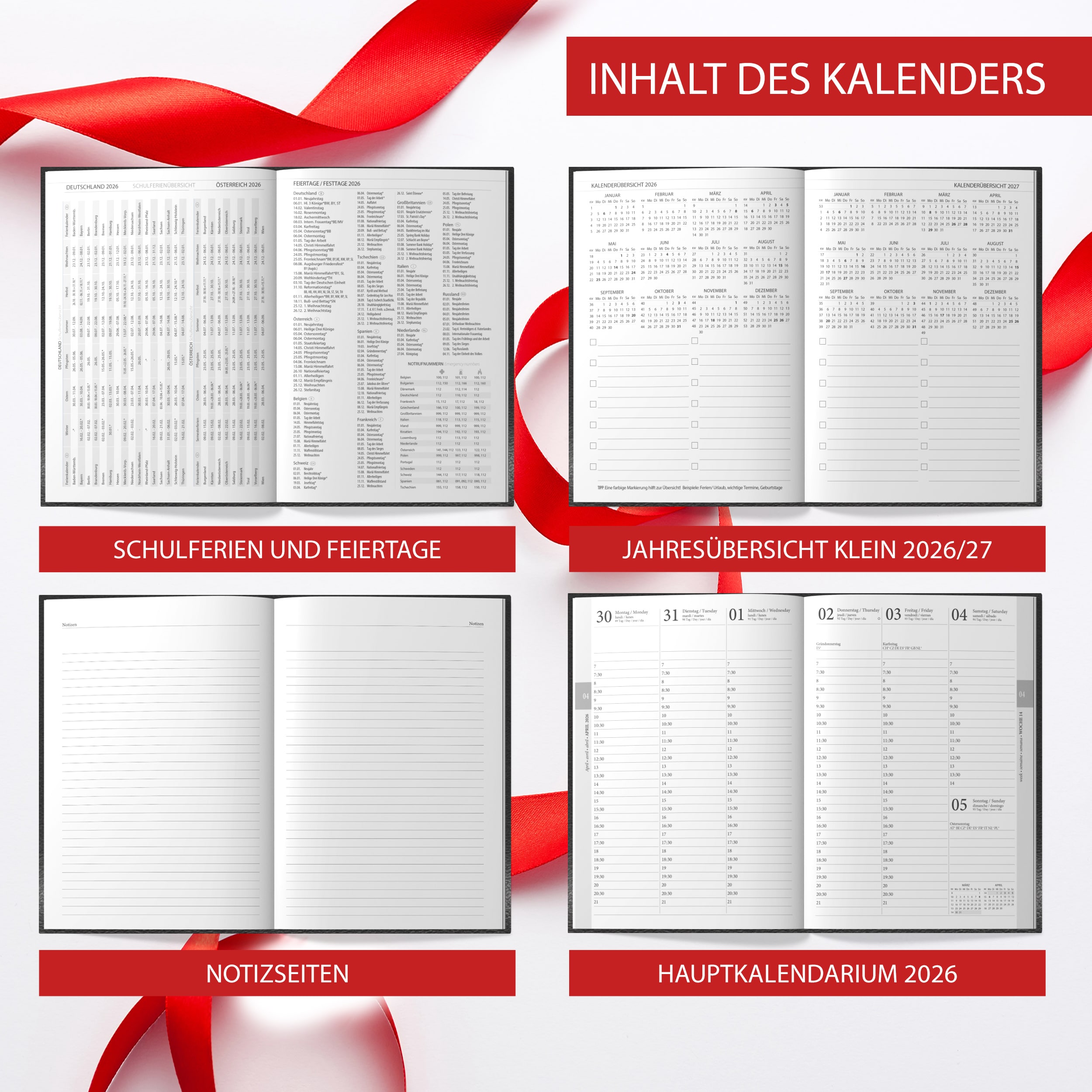 Buchkalender 2026, große Schrift