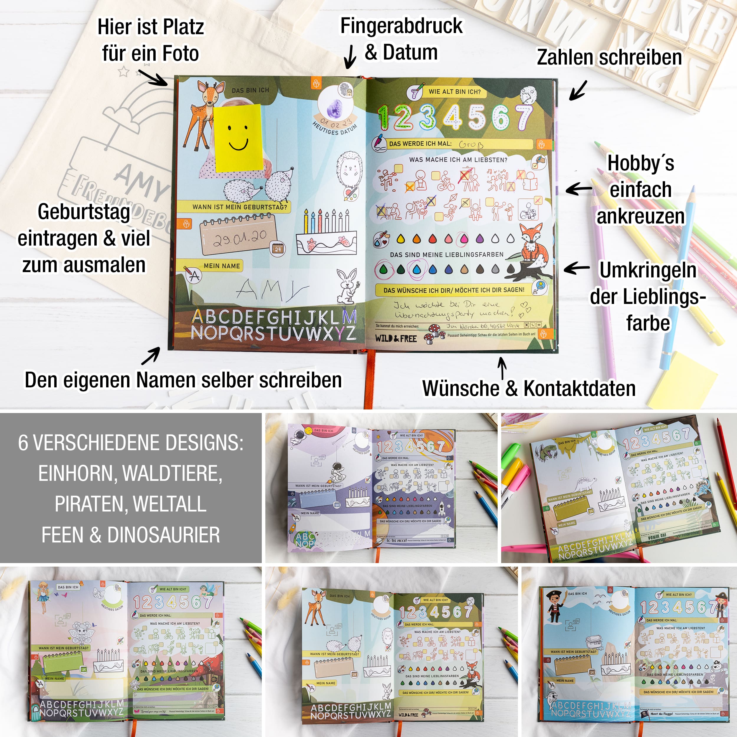 Freundebuch mit Personalisierter Stofftasche Freundebuch mit Personalisierter Stofftasche