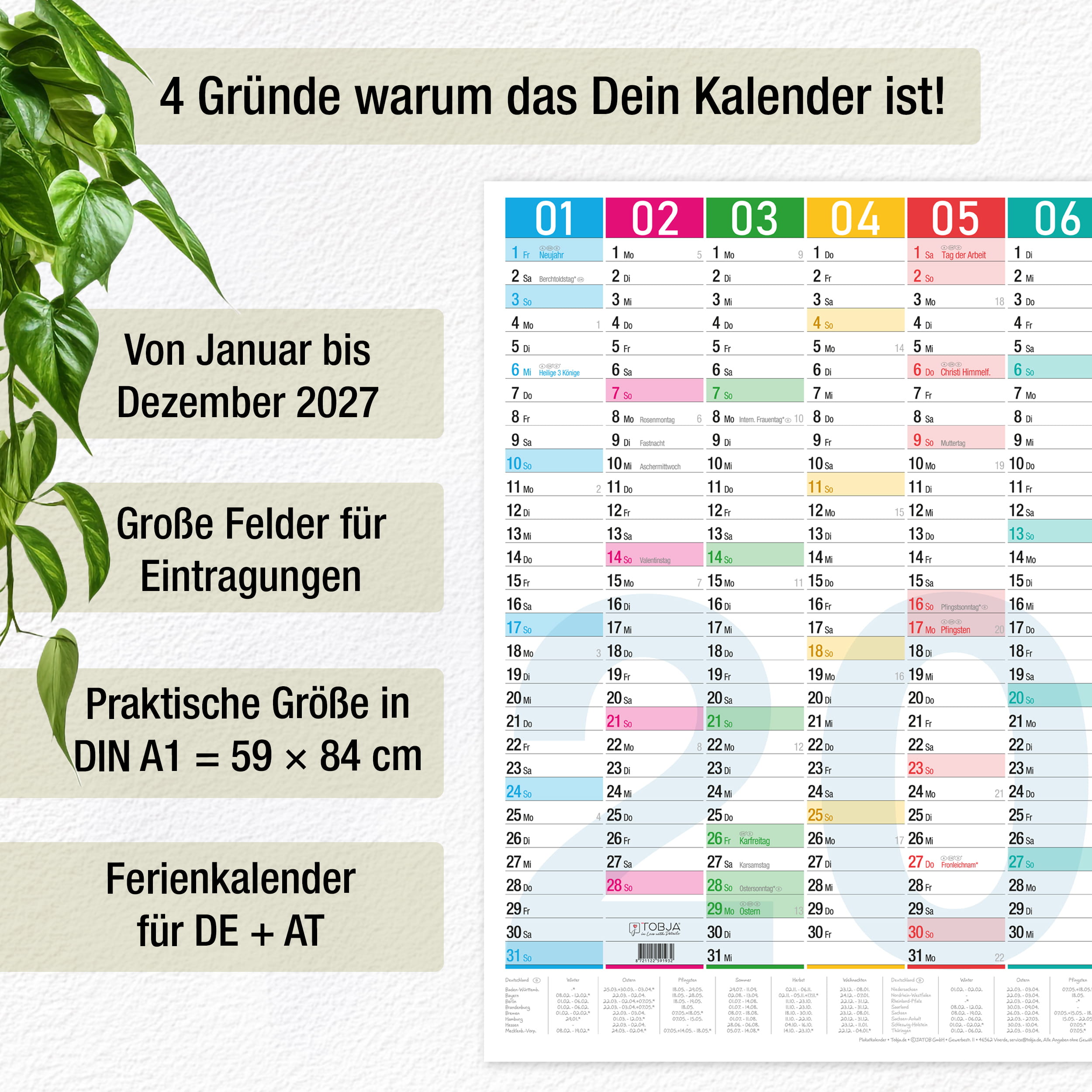 Wandkalender 2027 A1 Color Blocks