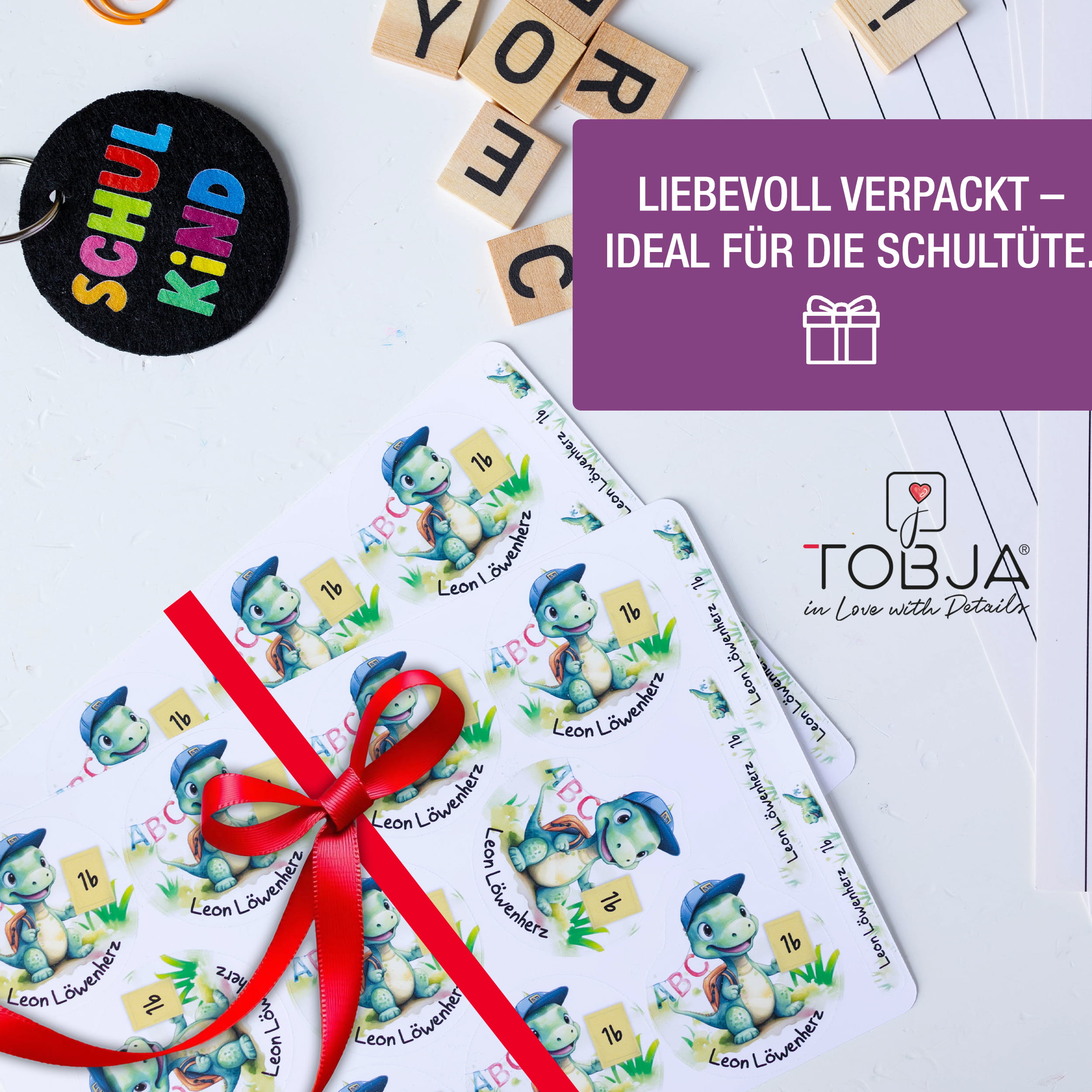 Namensaufkleber Kinder Schule personalisiert Katze