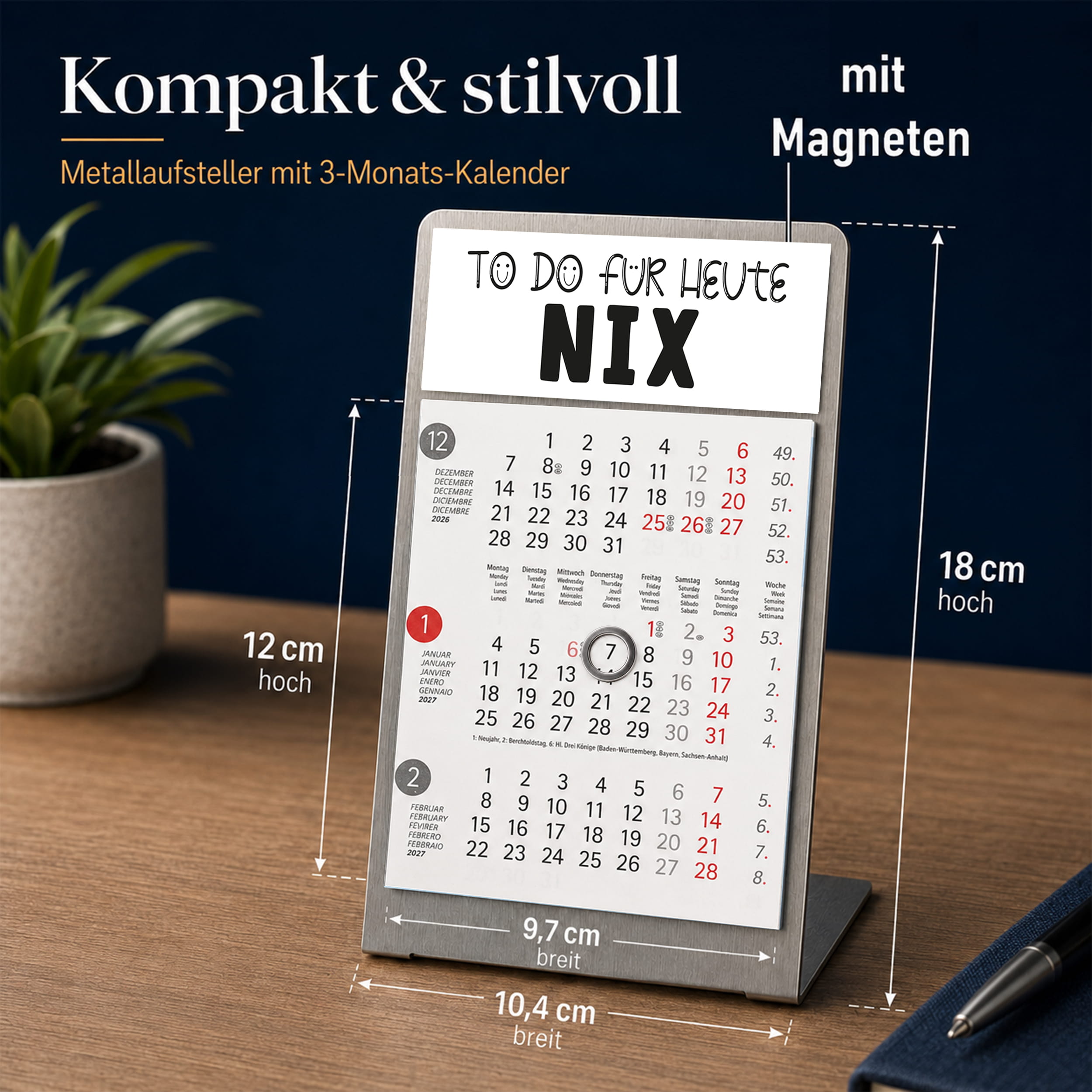 Magnet-System Dots – Komplettset 2027: Aufsteller + Kalender + Magnetset Büro-Humor