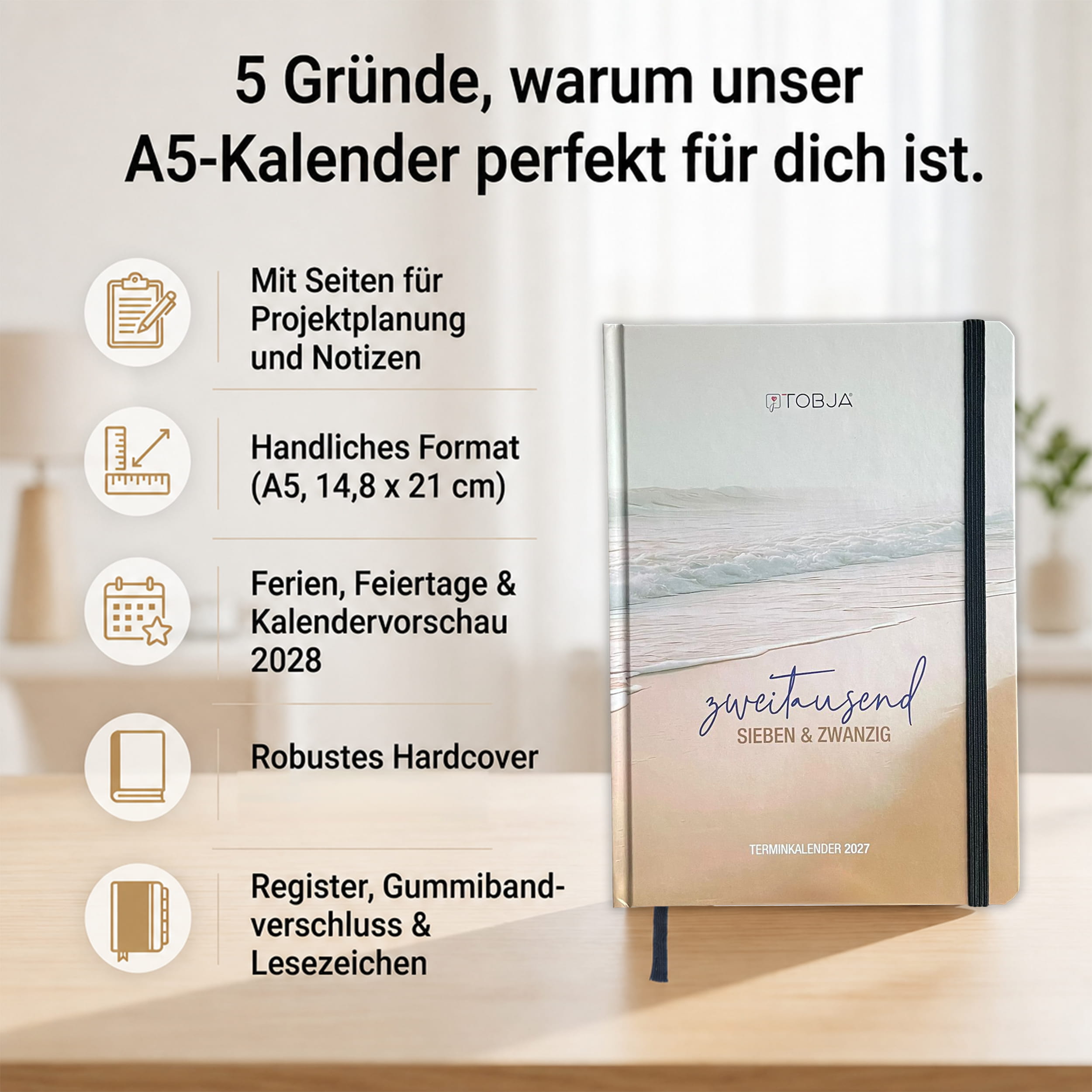 Buchkalender 2027 A5 Sunrise Halbstunden