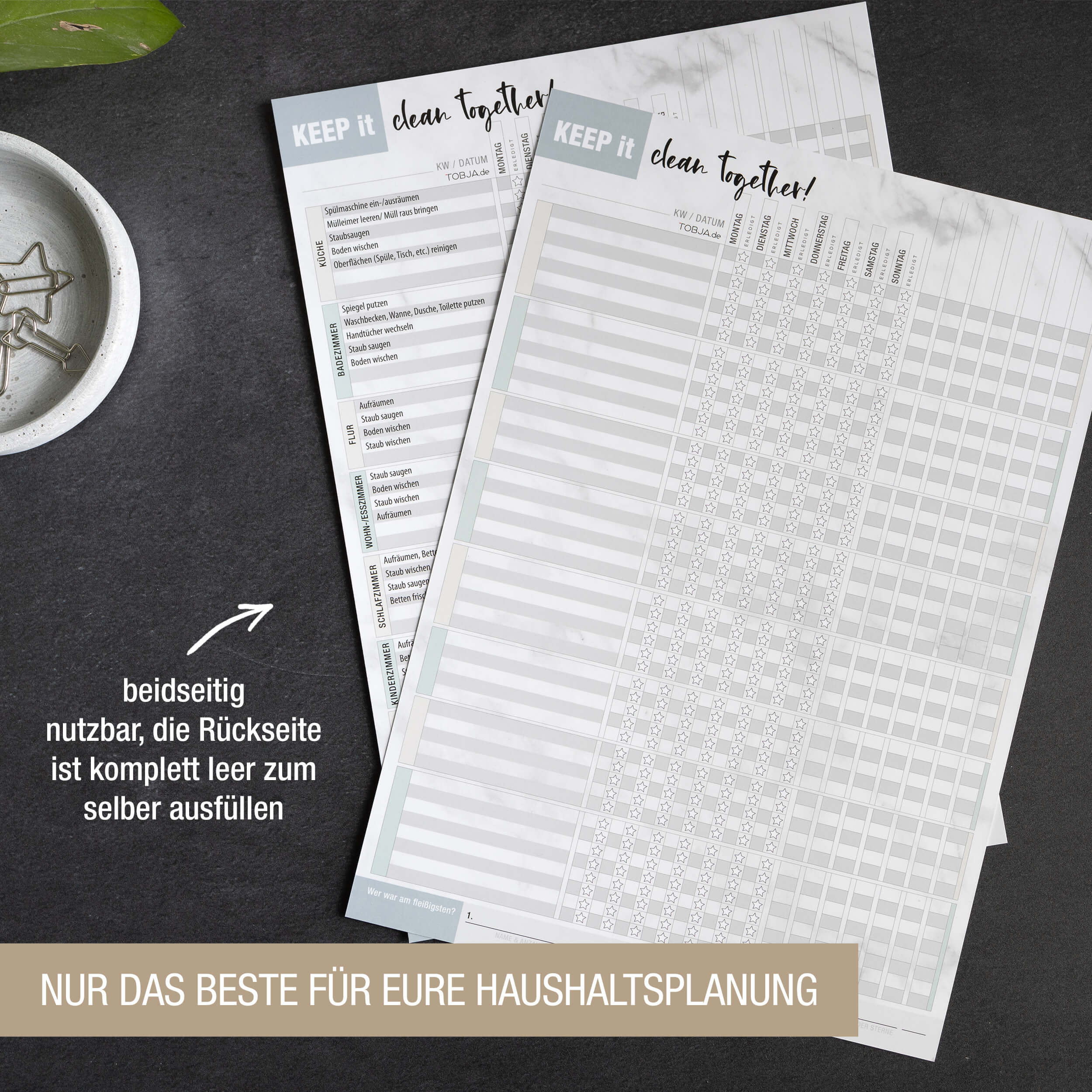Haushaltsplaner abwischbar inkl. Stift 