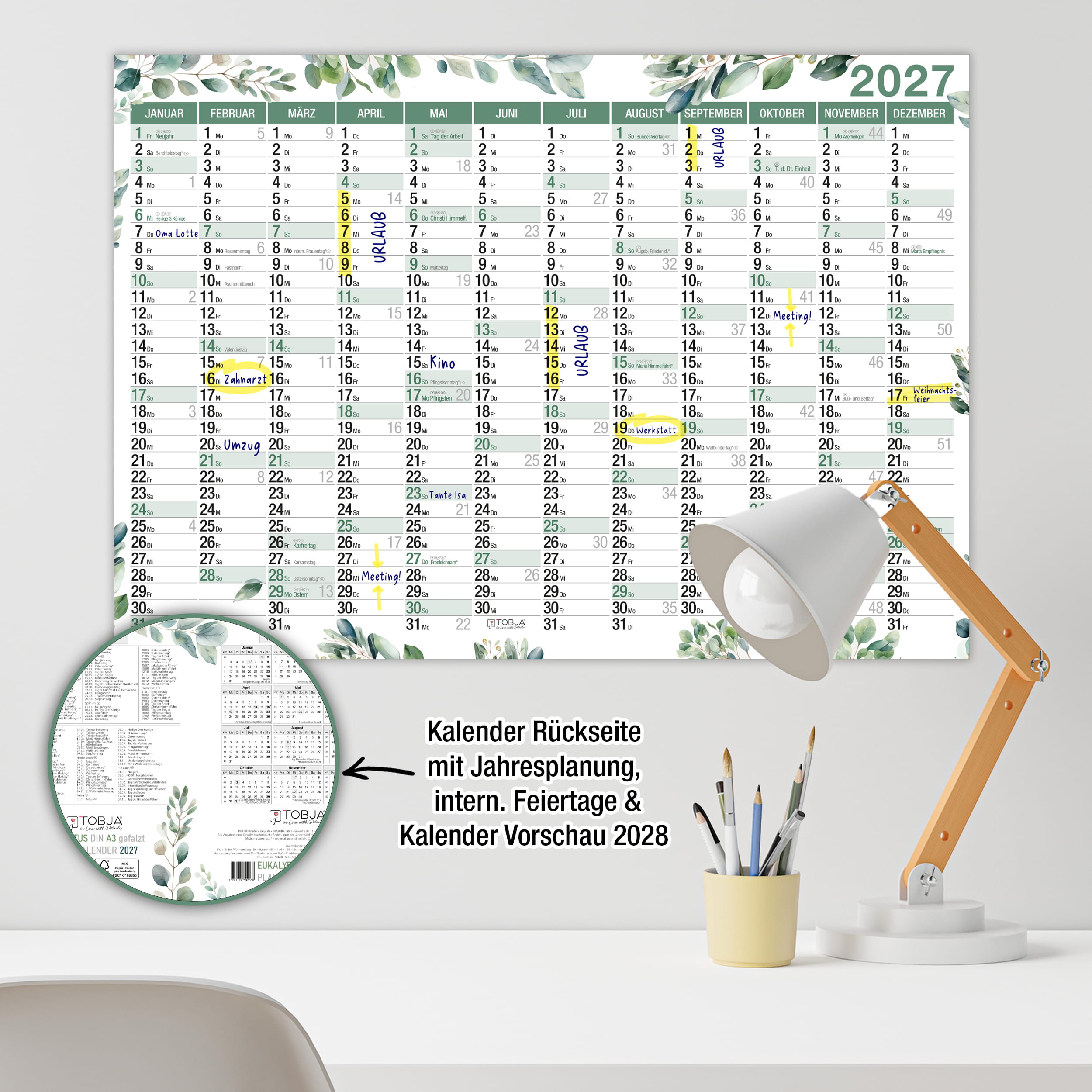 Wandkalender 2027 A3 Color Line