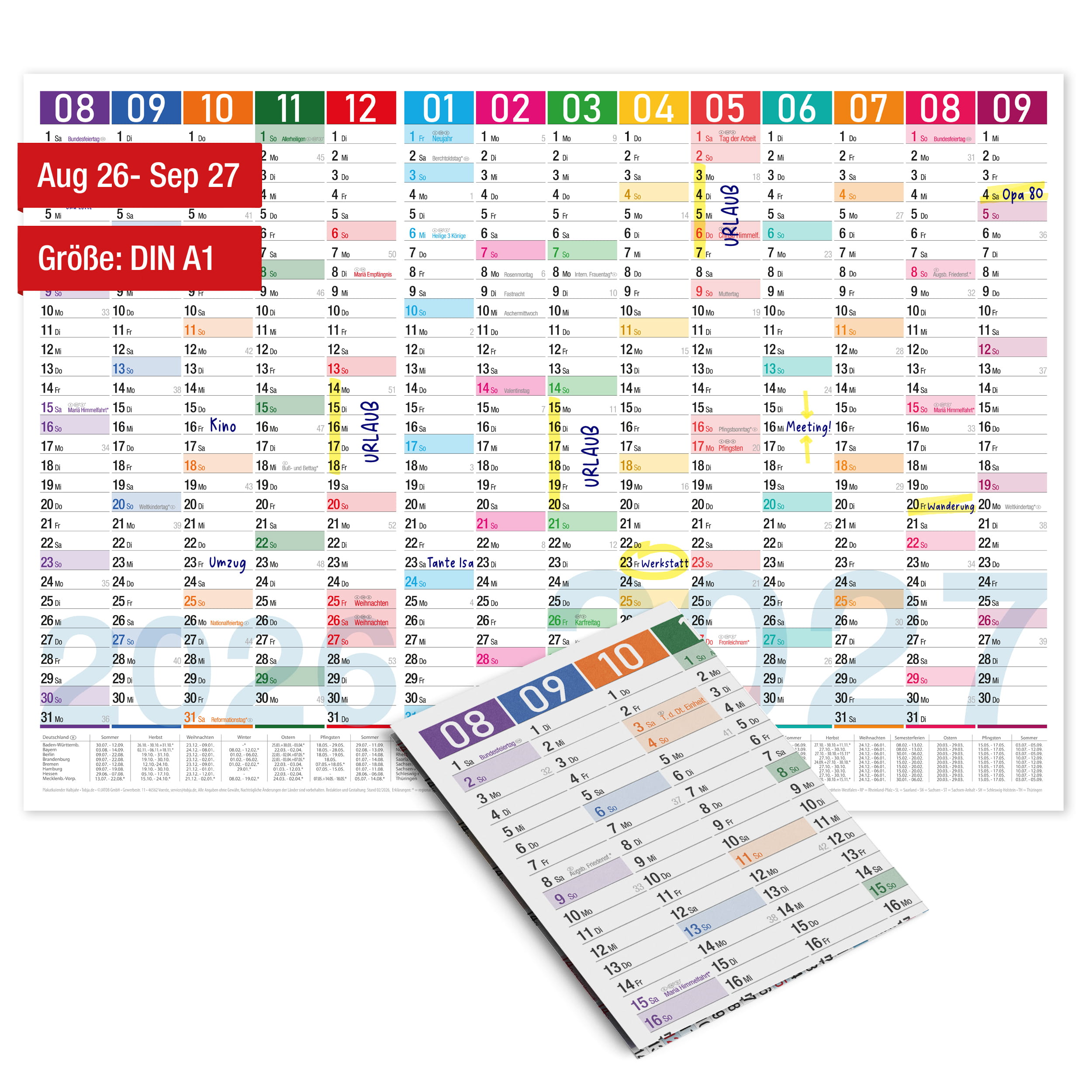 Bureaukalender 2025-2026, loopt van juli 2025 - december 2026, academische bureaukalender met plannerstickers, staande flip-bureaukalender met maandoverzicht (wit Bureaukalender 2025-2026, loopt van juli 2025 - december 2026, academische bureaukalender met plannerstickers, staande flip-bureaukalender met maandoverzicht (wit