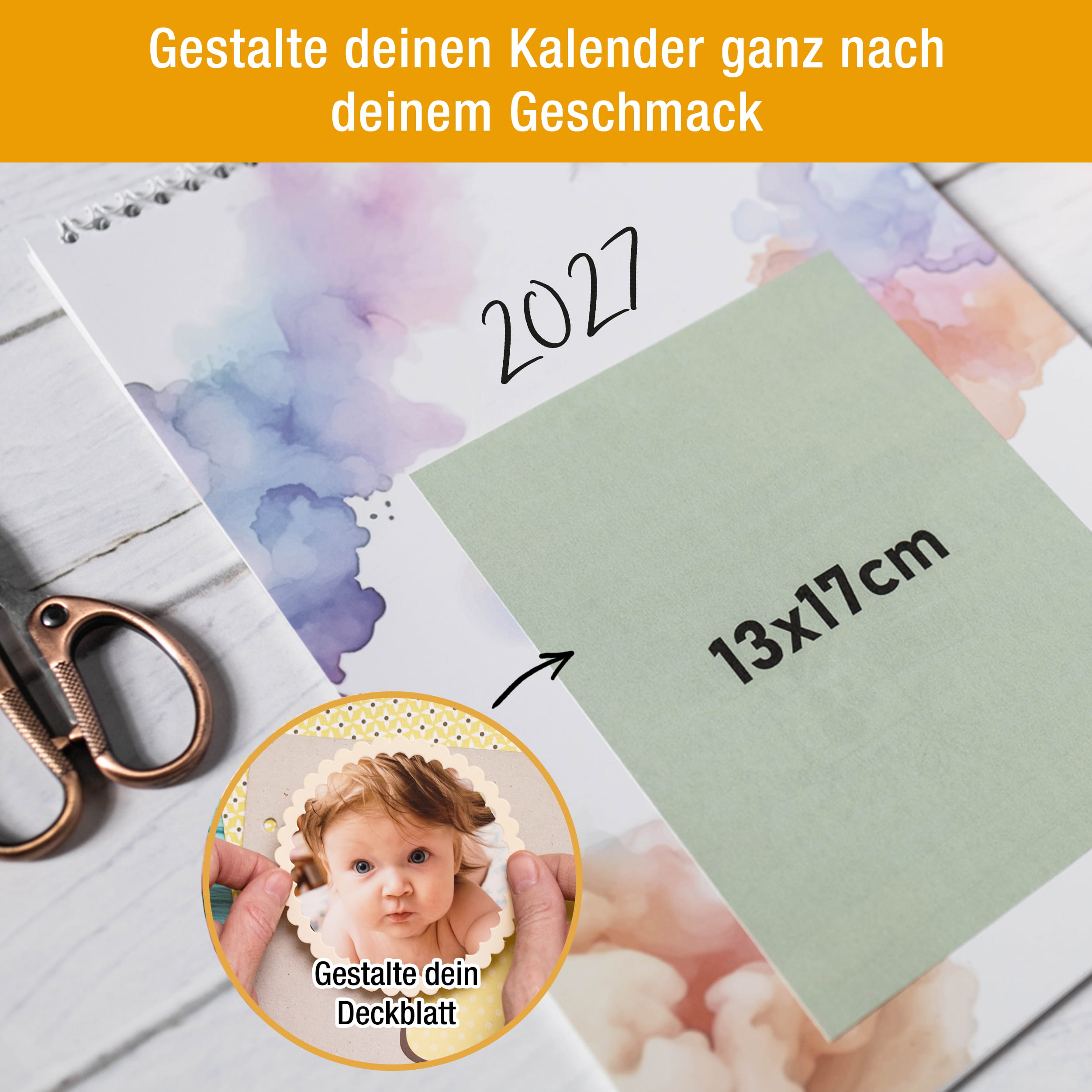 DIY Foto-Kalender 2027 A4 Aquarell