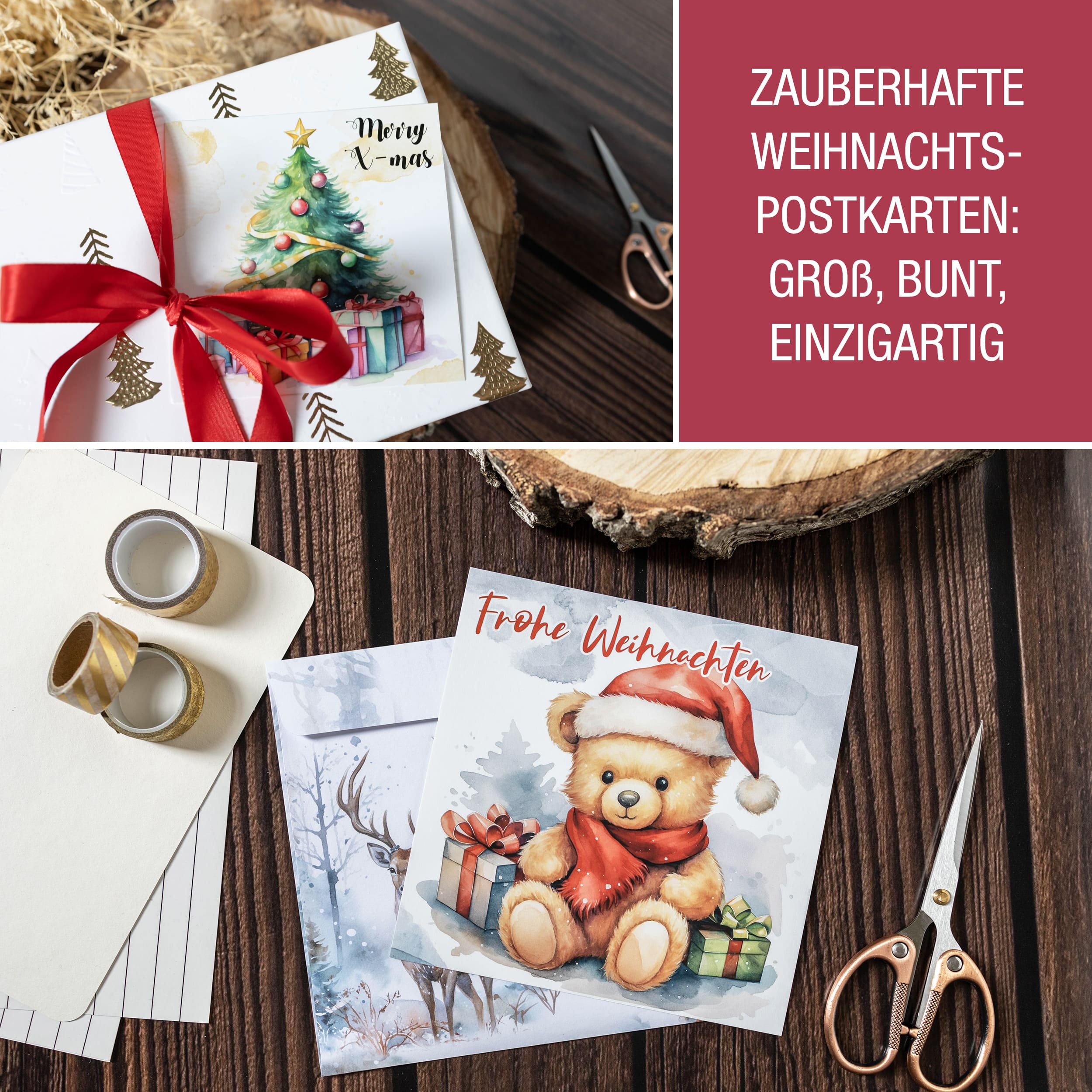 Weihnachtskarten XXL mit Umschlägen