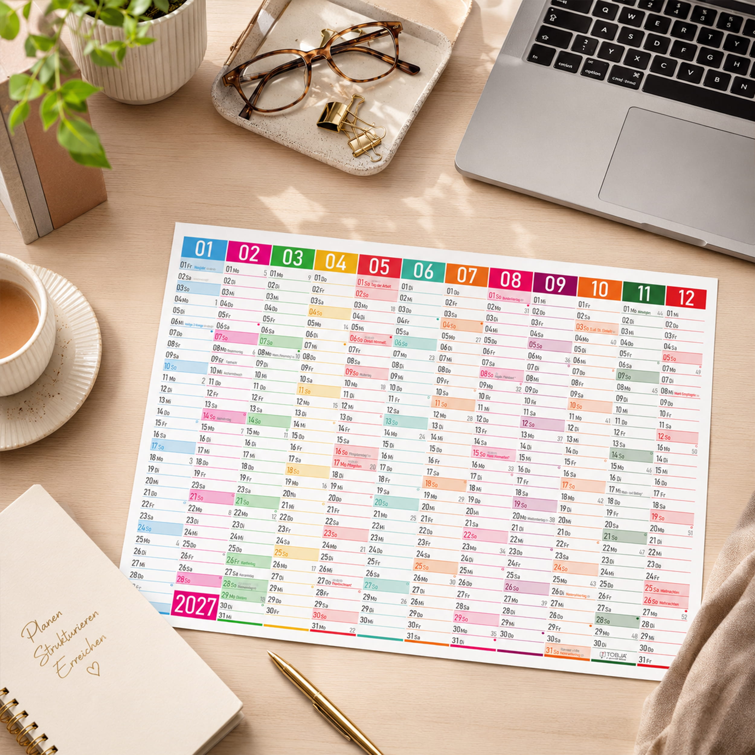 Tafelkalender 2027 Color Blocks A4 - 3er Set