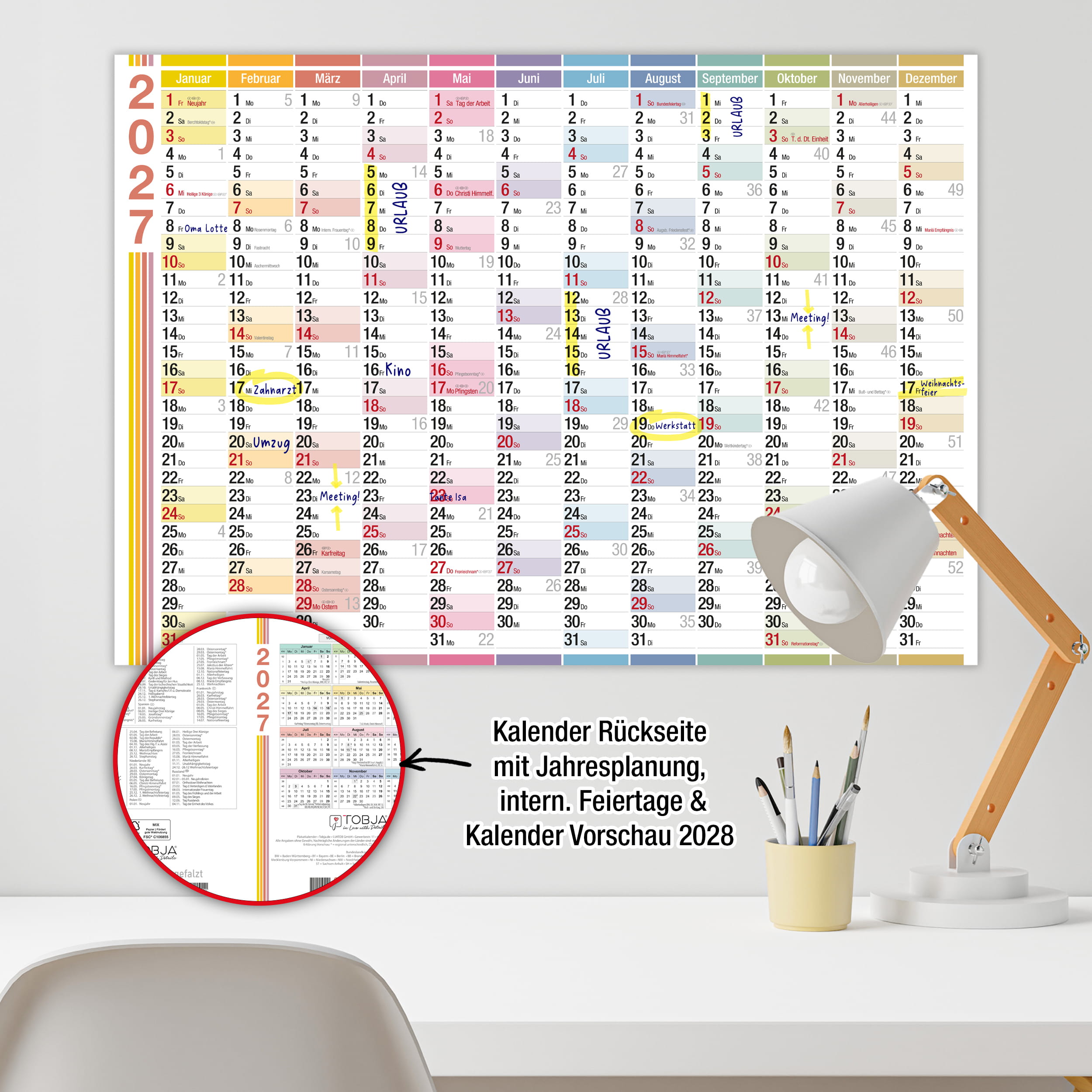 Wandkalender 2027 A3 Color Line