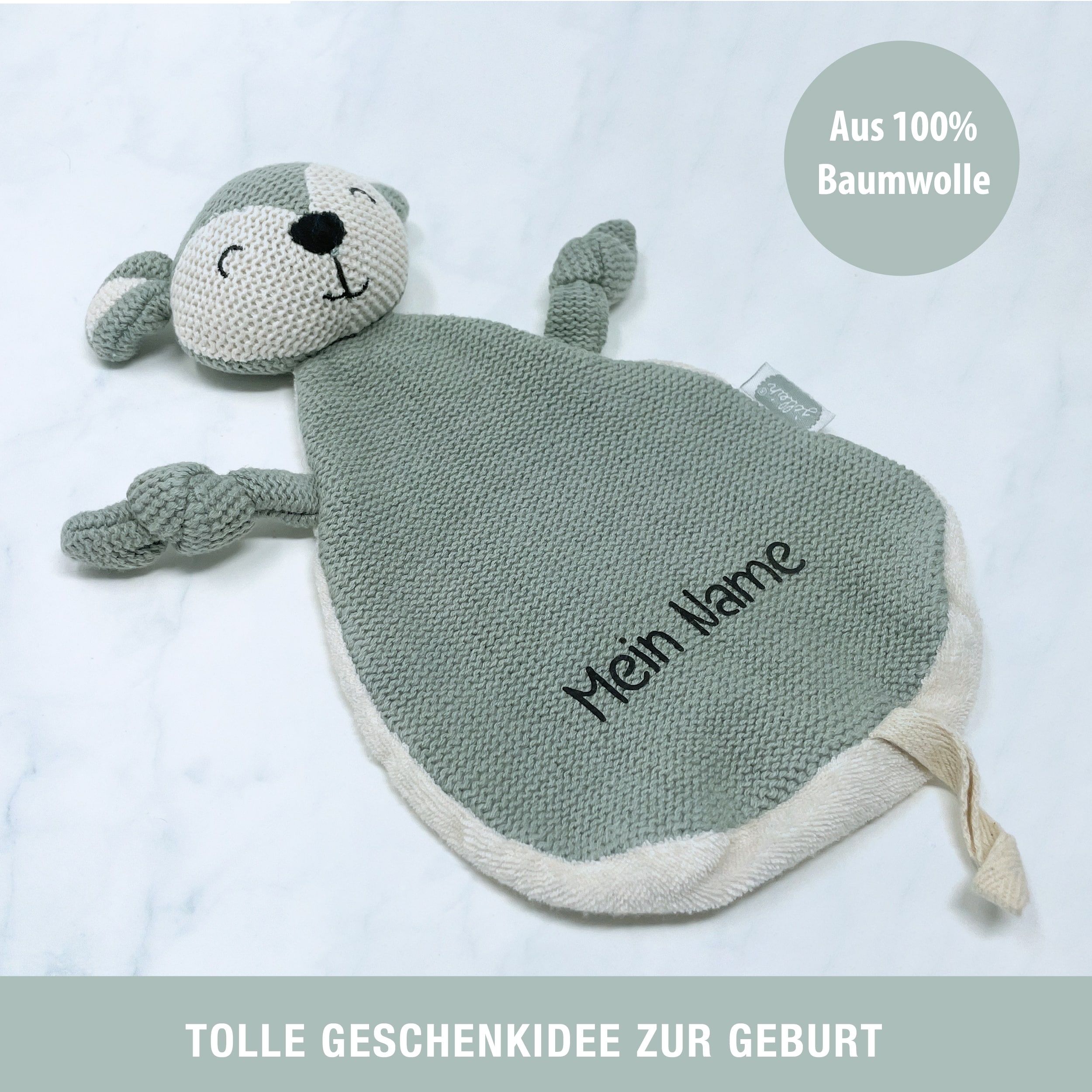 Schnuffeltuch personalisiert Grün