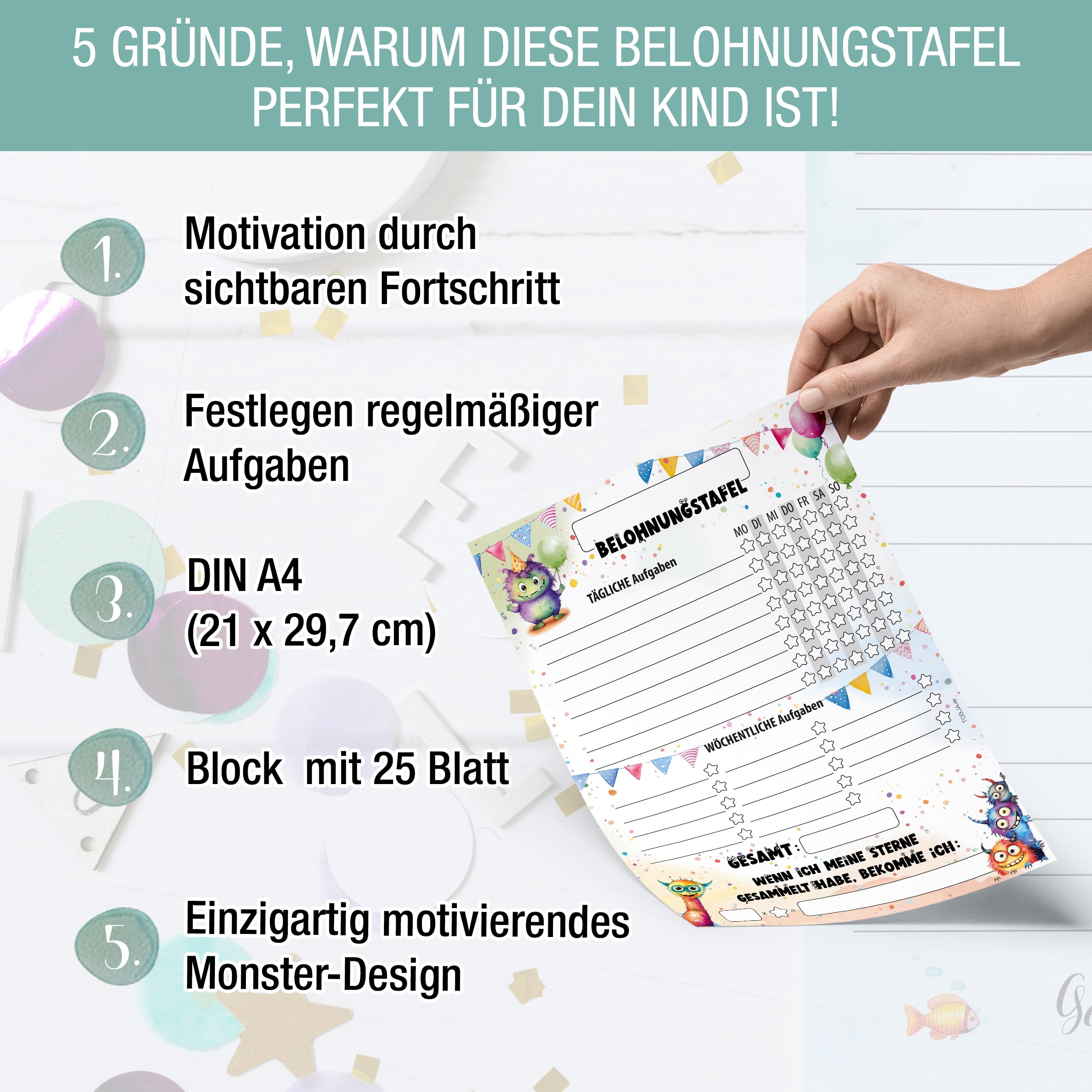 Belohnungstafel Kinder 25 Blatt Monster Belohnungstafel Kinder 25 Blatt Monster