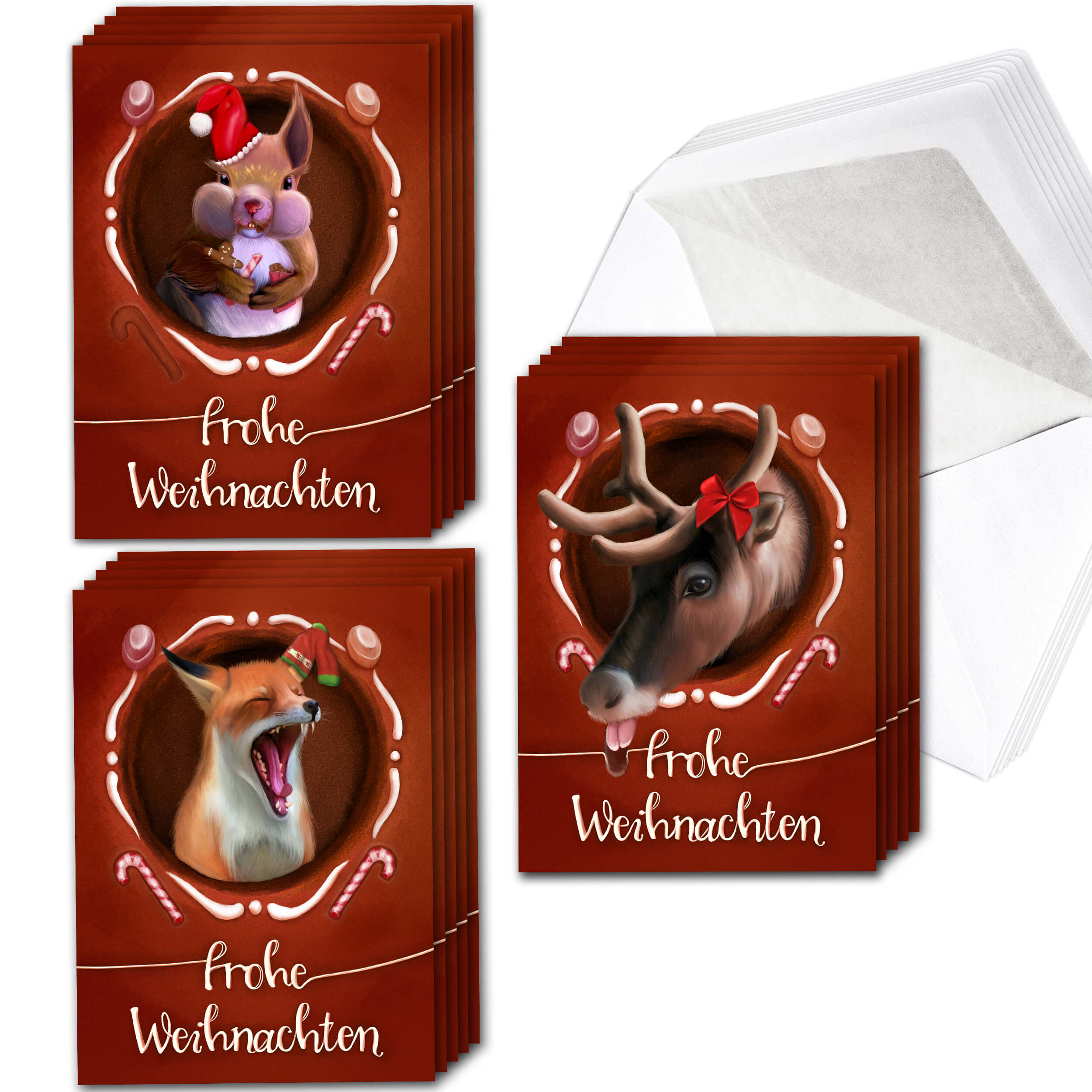 Weihnachtskarten "Tiere im Lebkuchenhaus" Weihnachtskarten "Tiere im Lebkuchenhaus"
