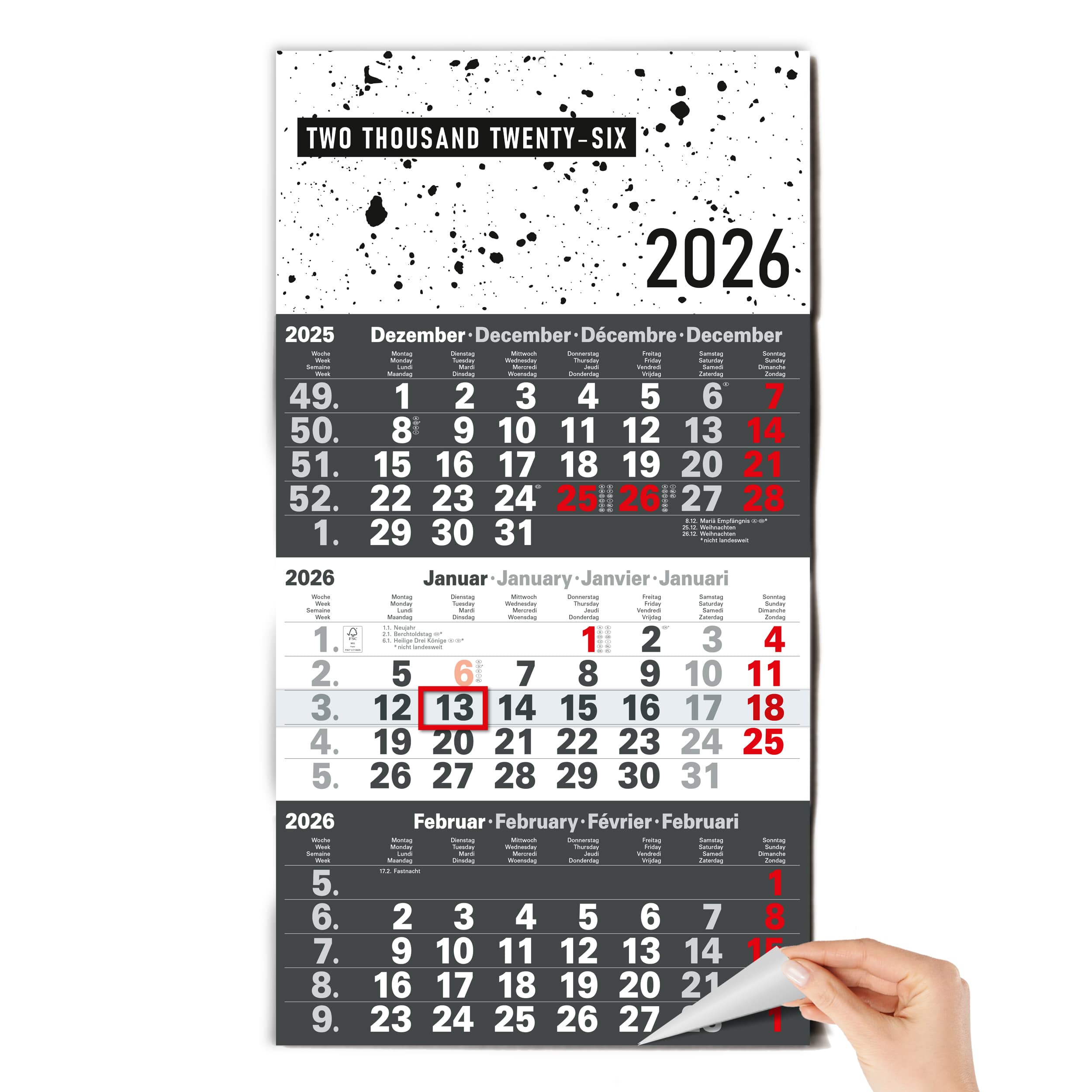 3-Monatskalender 2026 Design