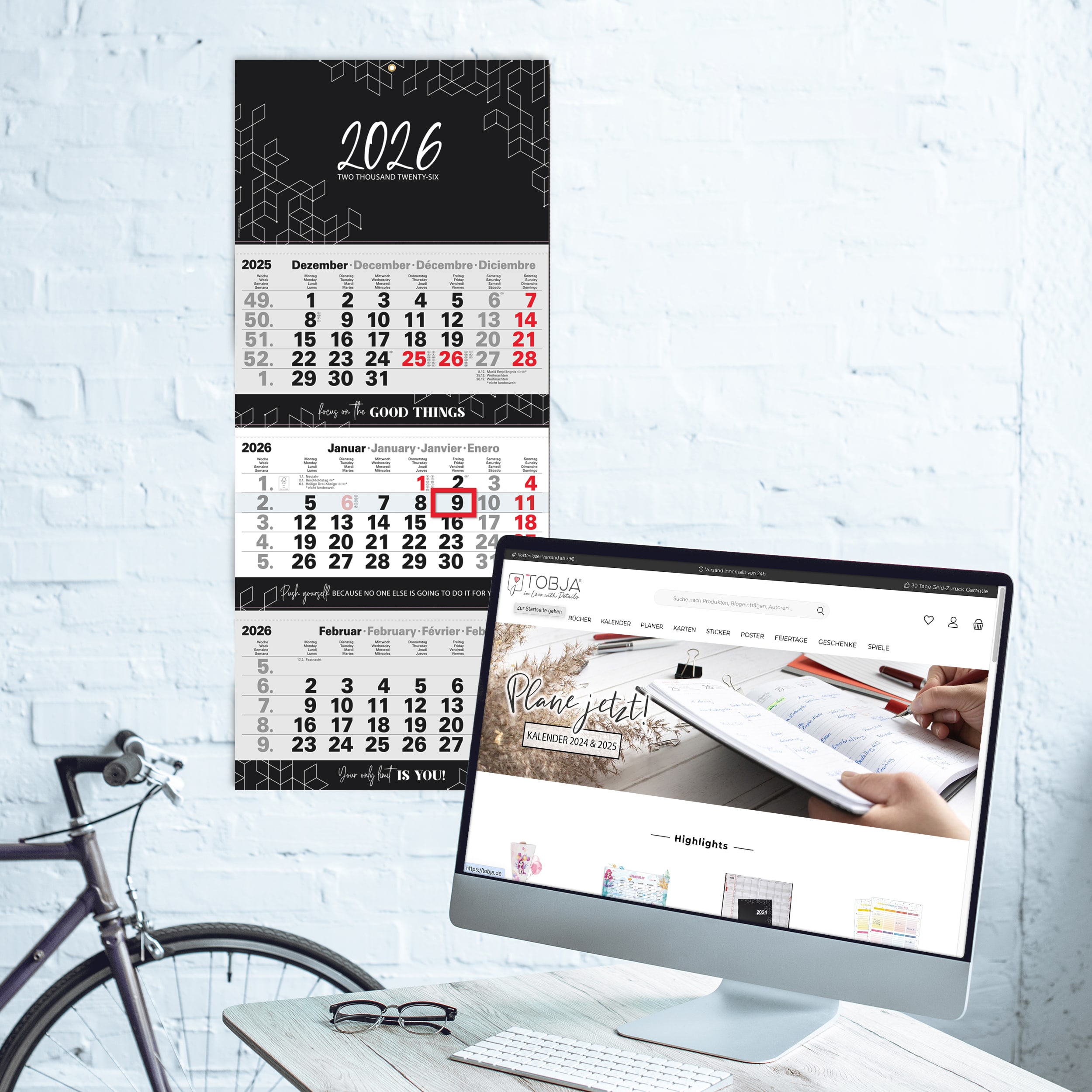 3-Monatskalender 2026 Block Schwarz 3-Monatskalender 2026 Block Schwarz