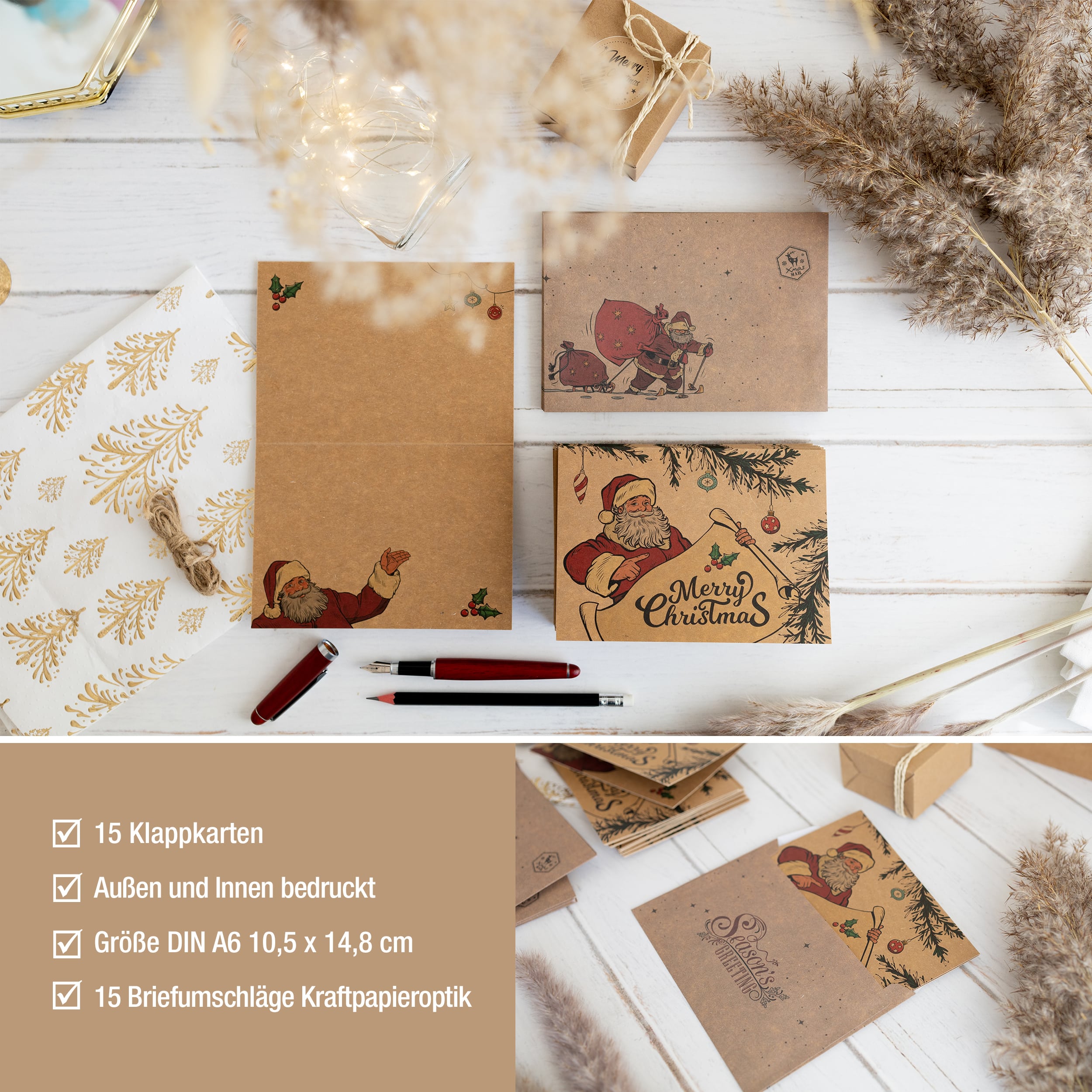 Weihnachtskarten Weihnachtsmann "Kraftpapier"