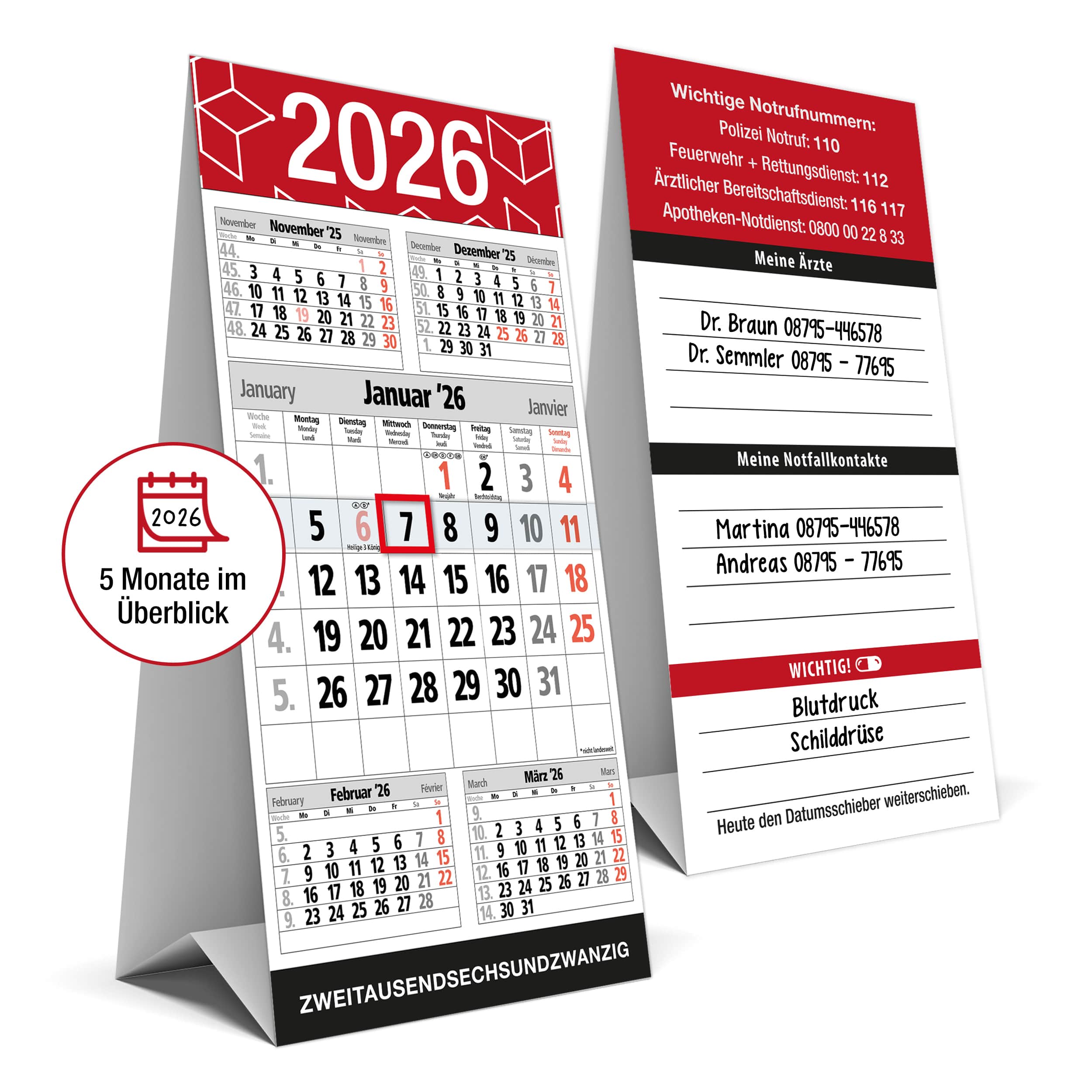Tischkalender 2026 zum Aufstellen