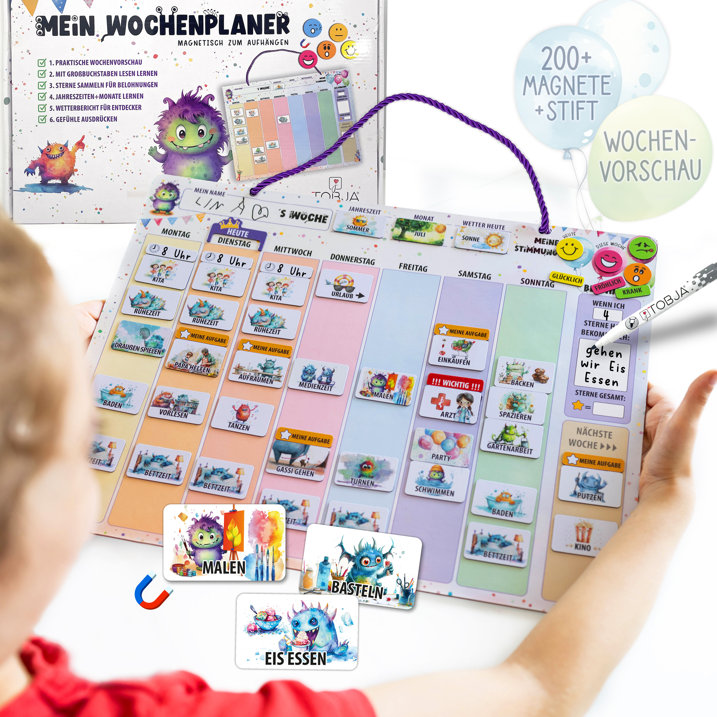 Wochenplaner Kinder inkl Magnete & Stift Wochenplaner Kinder inkl Magnete & Stift
