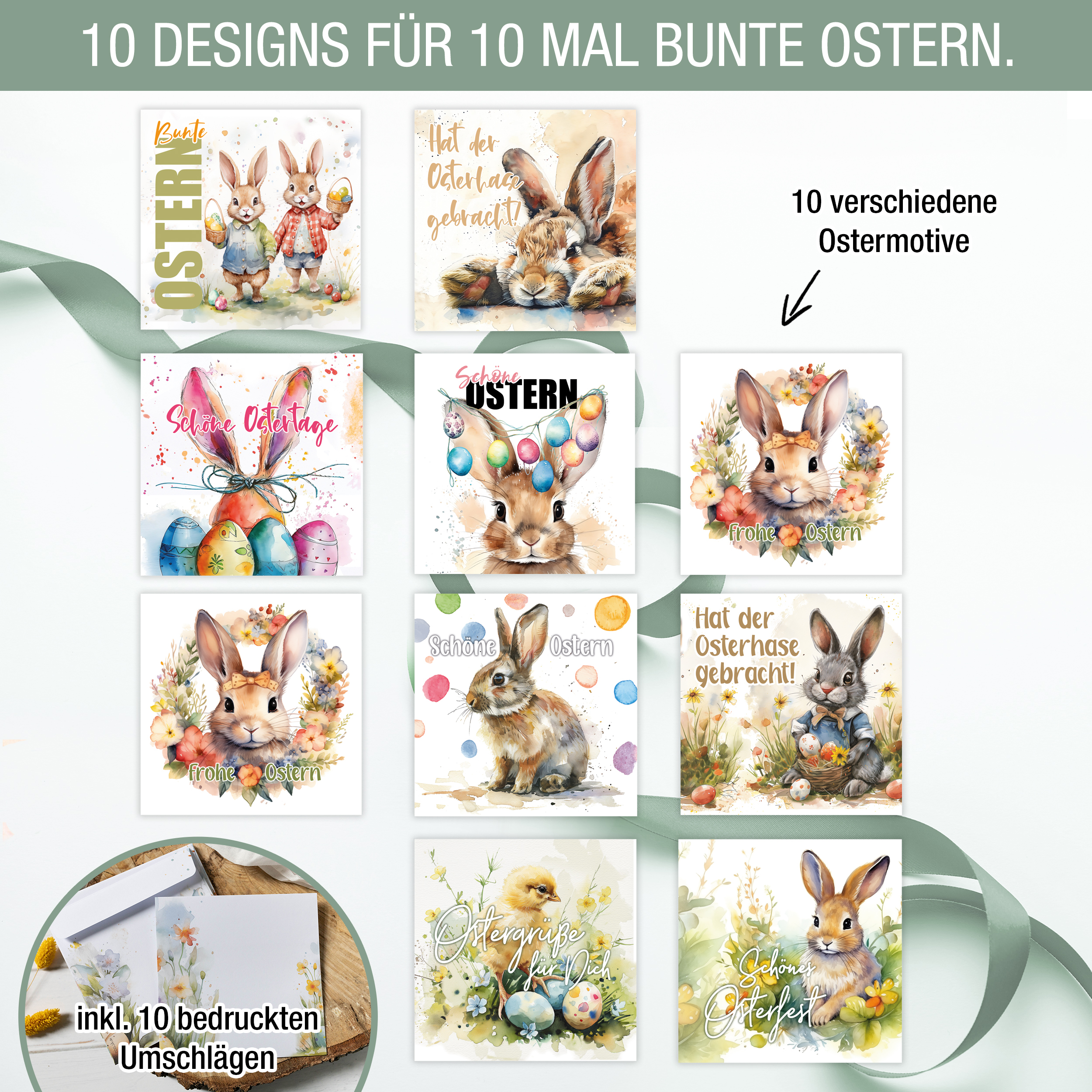 Osterkarten XXL mit Umschlägen