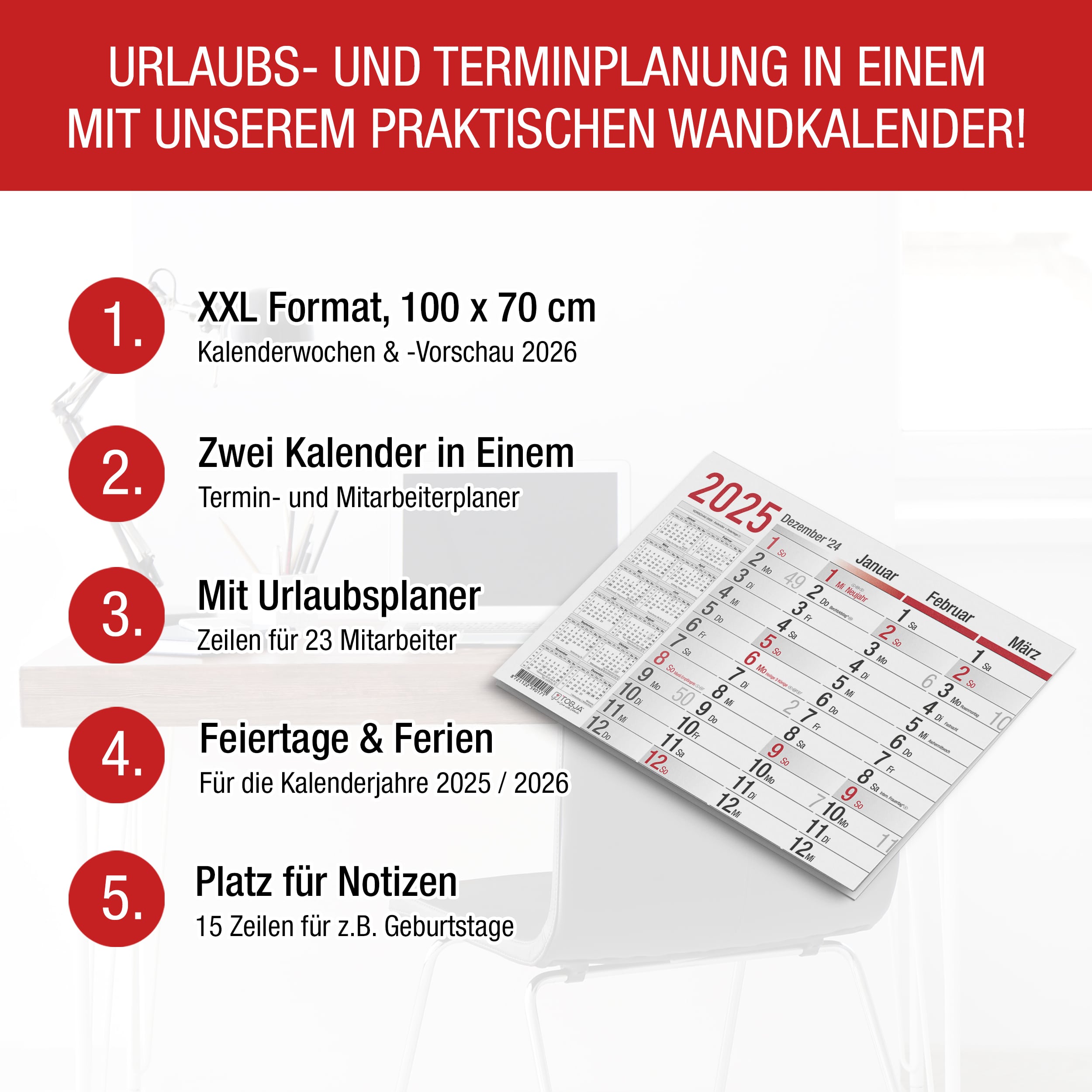 B1 Wandkalender 2026 beidseitig