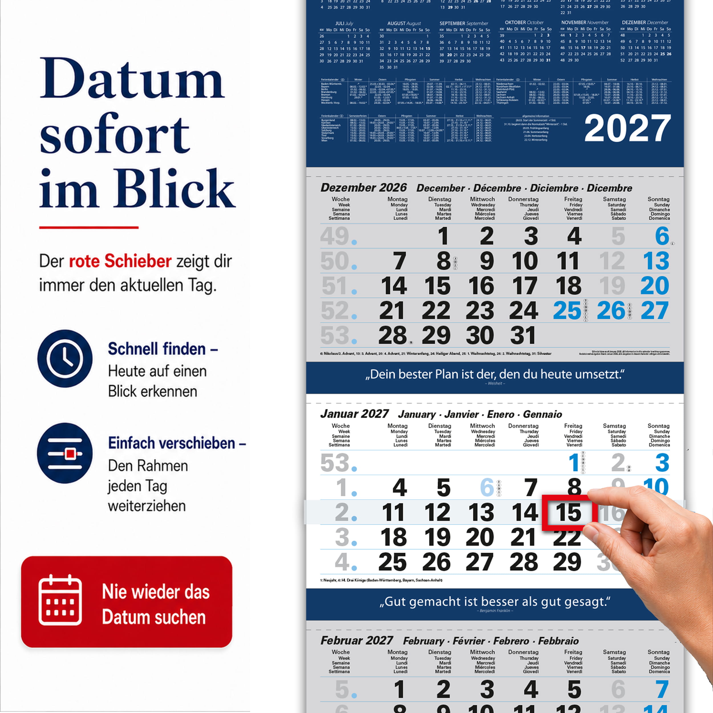 4-Monatskalender 2027 „Office Blau"