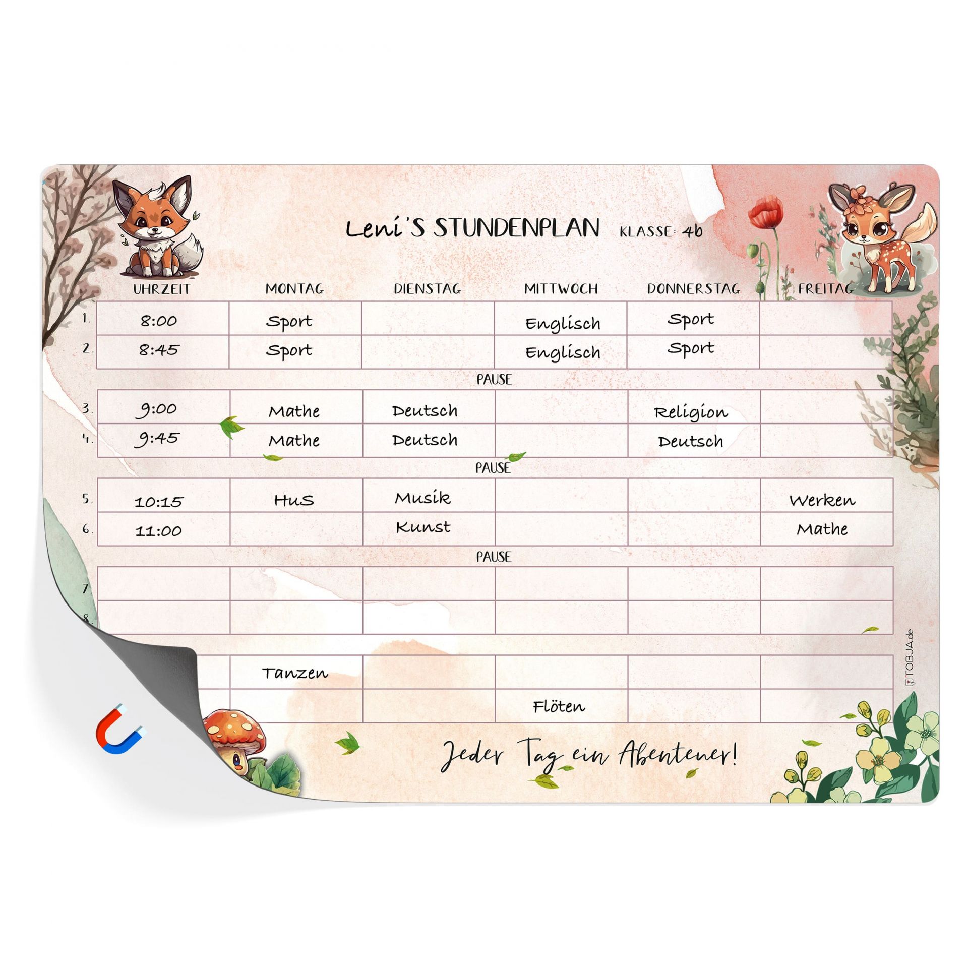Monster Stundenplan Block - DIN A4, 25 Seiten, 1. Klasse